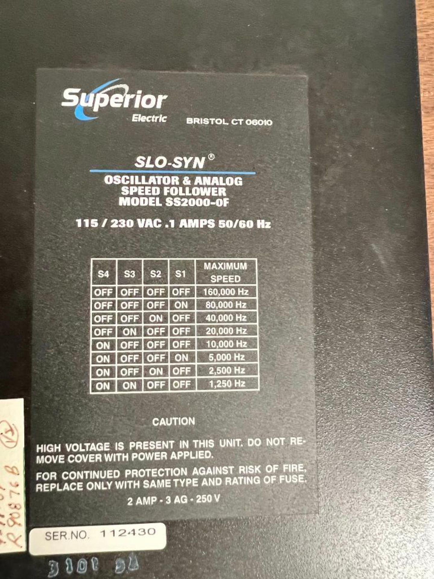 (3) SUPERIOR ELECTRIC OSCILLATOR & ANALOG SLO-SYN 2000 SPEED FOLLOWERS, MODEL SS2200-OF - Image 5 of 7