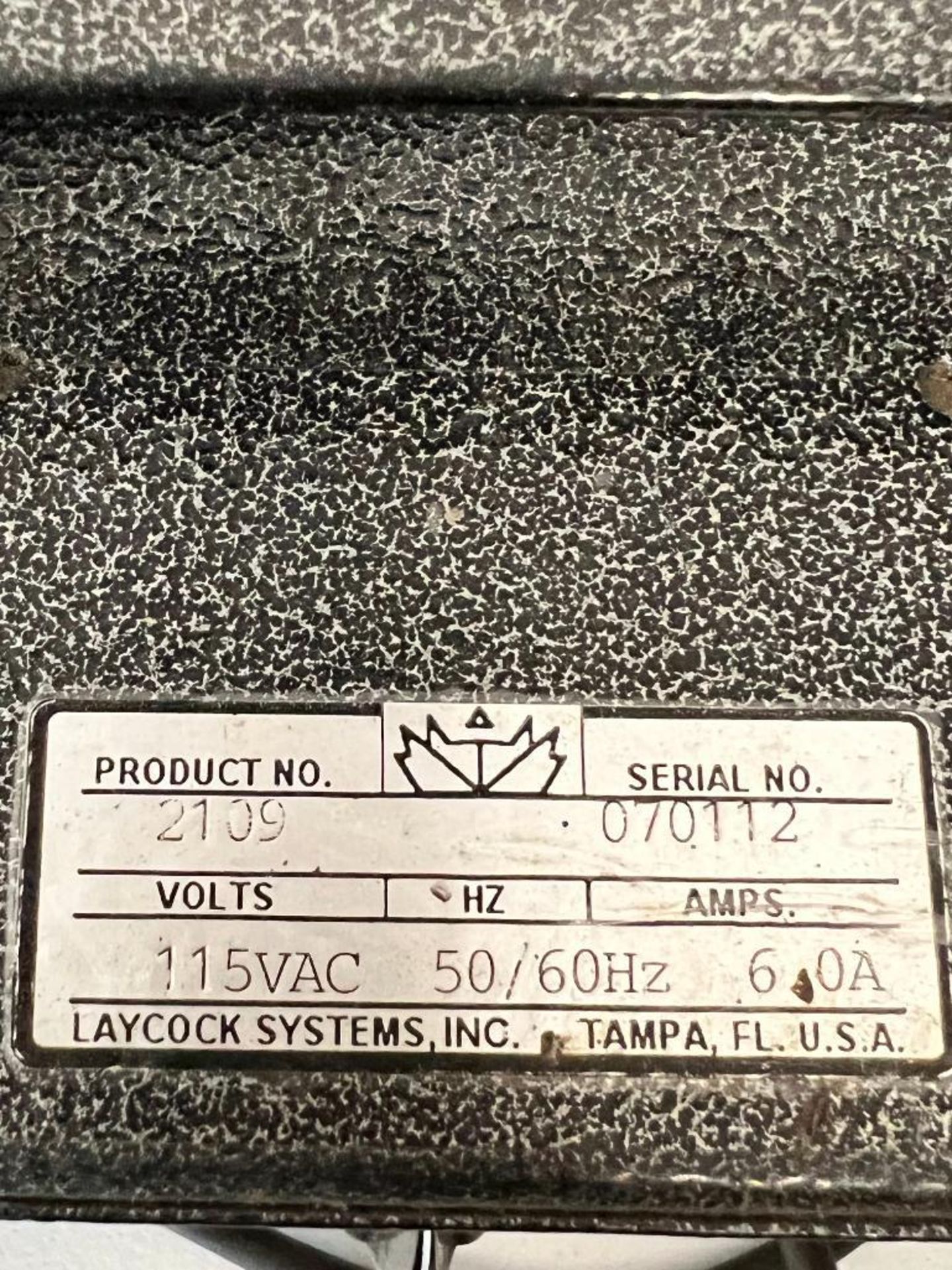 CROWN INSULATION TESTER, PRODUCT NO. 2109, S/N 070112, VOLTS: 115 VAC, 50/60 HZ, 6 OA - Image 3 of 3