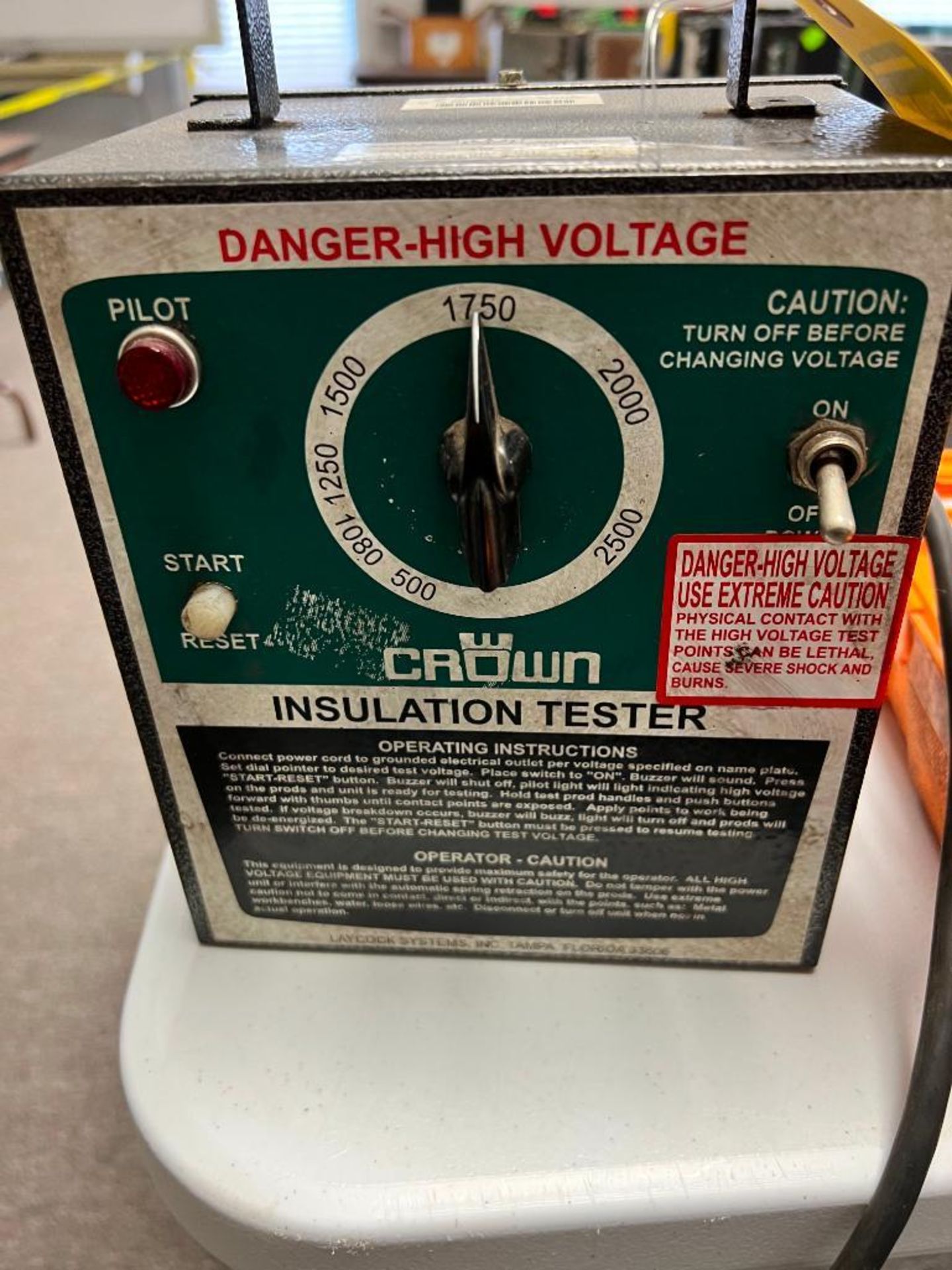 CROWN INSULATION TESTER, PRODUCT NO. 2109, S/N 070112, VOLTS: 115 VAC, 50/60 HZ, 6 OA