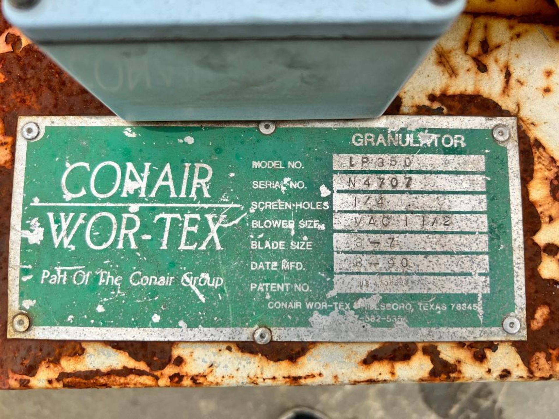 CONAIR WOR-TEX GRANULATOR, LP350 - Image 3 of 3