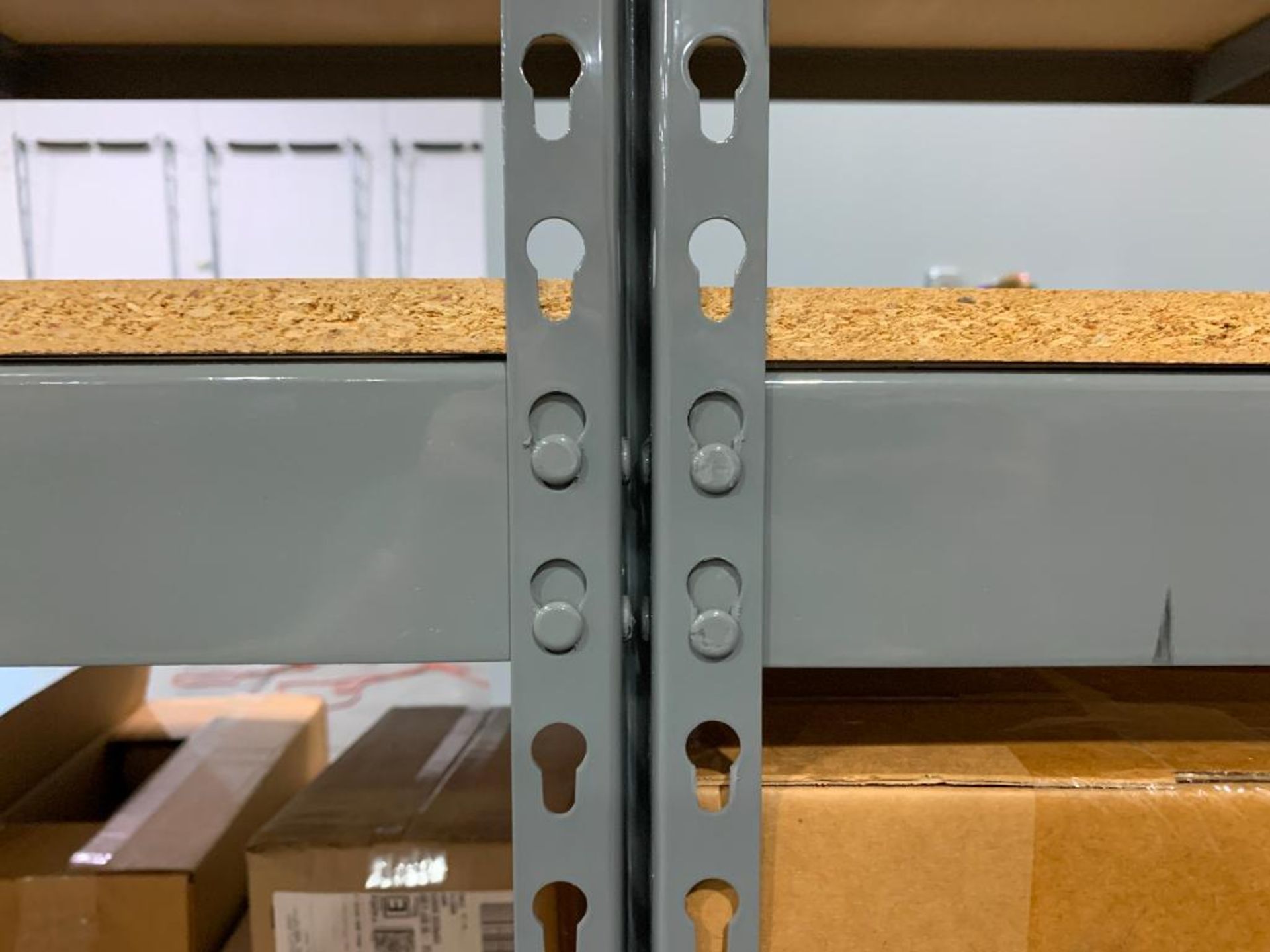 (6X) SECTIONS RIVET SHELVING, 84"T X 48"D X 96"W, PARTICLE BOARD SHELVES (BUYER RESPONSIBLE FOR DISA - Image 3 of 3