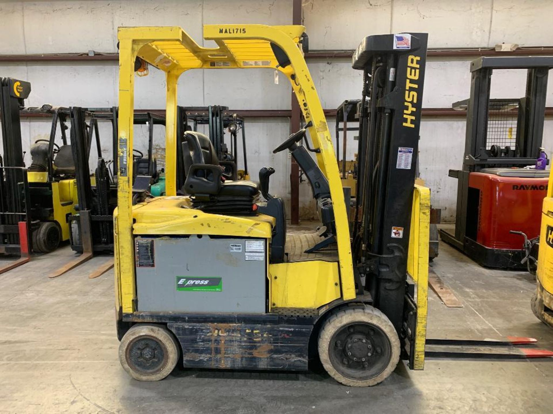 2018 Hyster 5,000 lb. capacity forklift, model e50xn, s/n a268n25056s, 36-volt electric w/ battery,