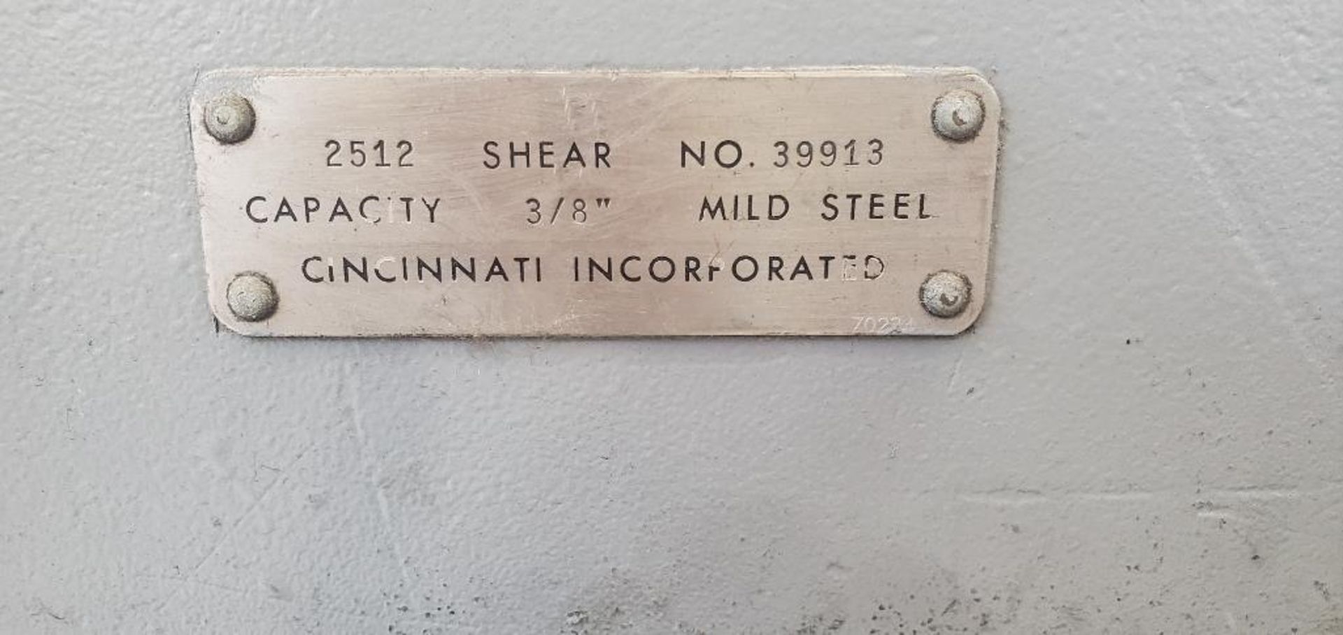 CINCINNATI SHEAR, MODEL 2512, S/N 39913, 3/8” X 12’ CAPACITY ( LOCATED AT 1160 EAST 222nd ST EUCLID, - Image 5 of 7