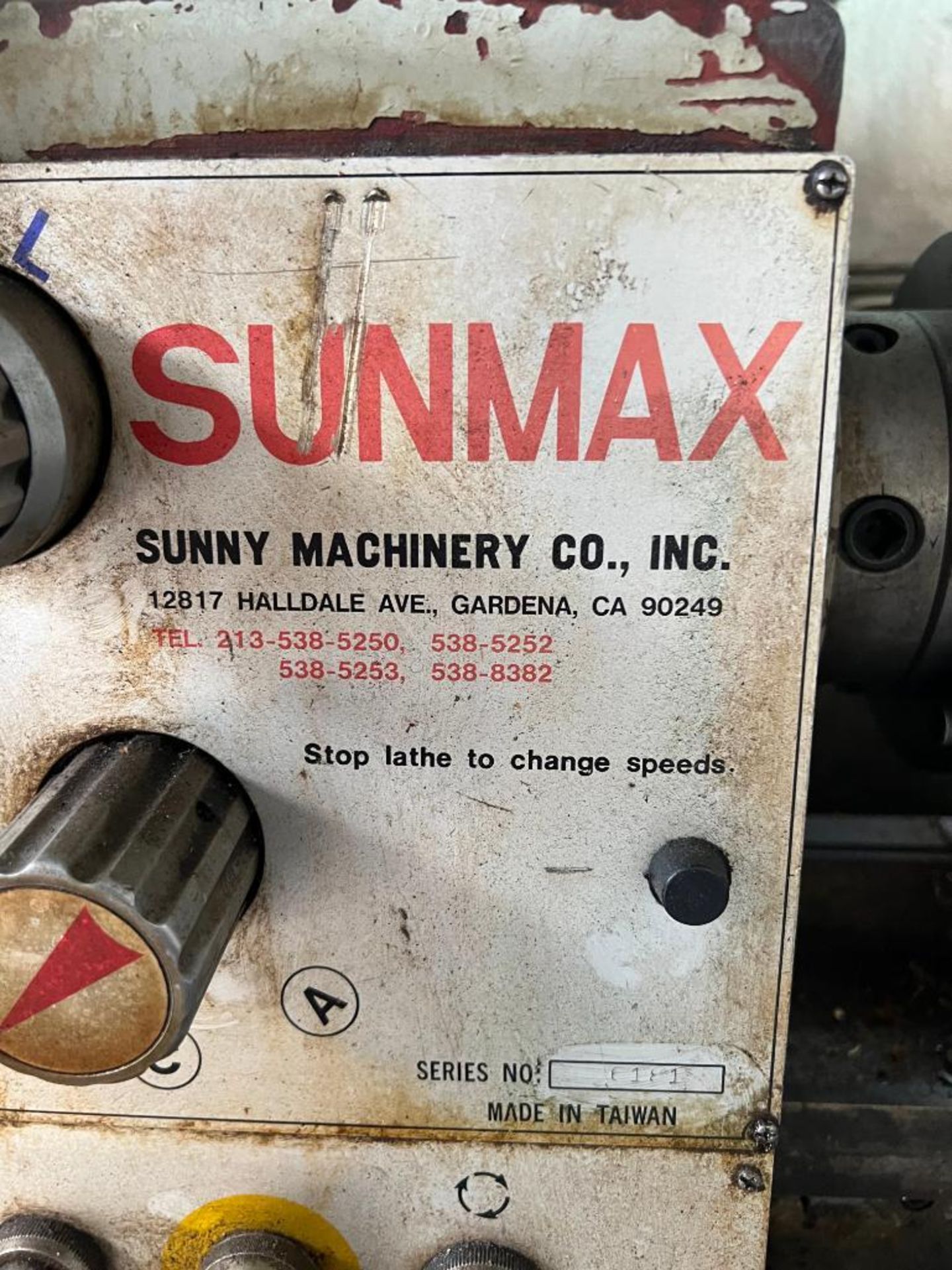 SUNMAX-1340 LATHE, SERIES 6181, 48" BED, 3-JAW 6-1/2" CHUCK, 440V, 3-PH - Image 5 of 5