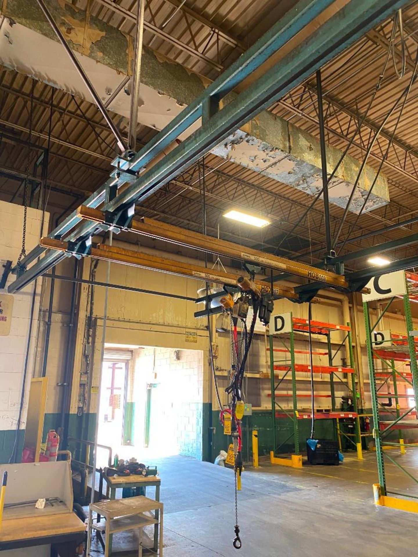 Gorbel 500 lb. Capacity Overhead Crane, (2) 250 lb. Capacity Pneumatic Chain Hoists, Bridge Span App - Image 2 of 2