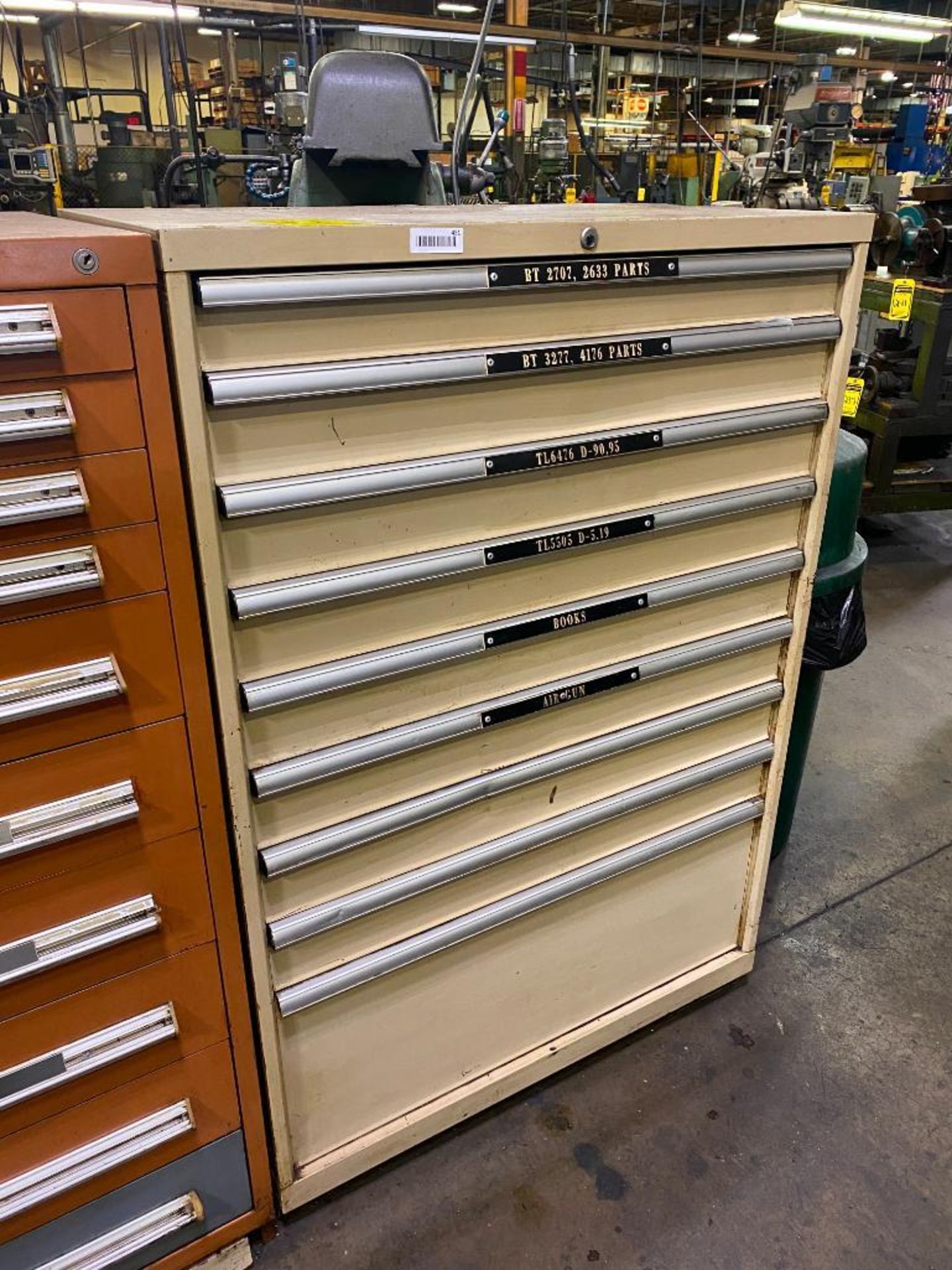 9-Drawer Cabinet w/ Assorted Machine Parts