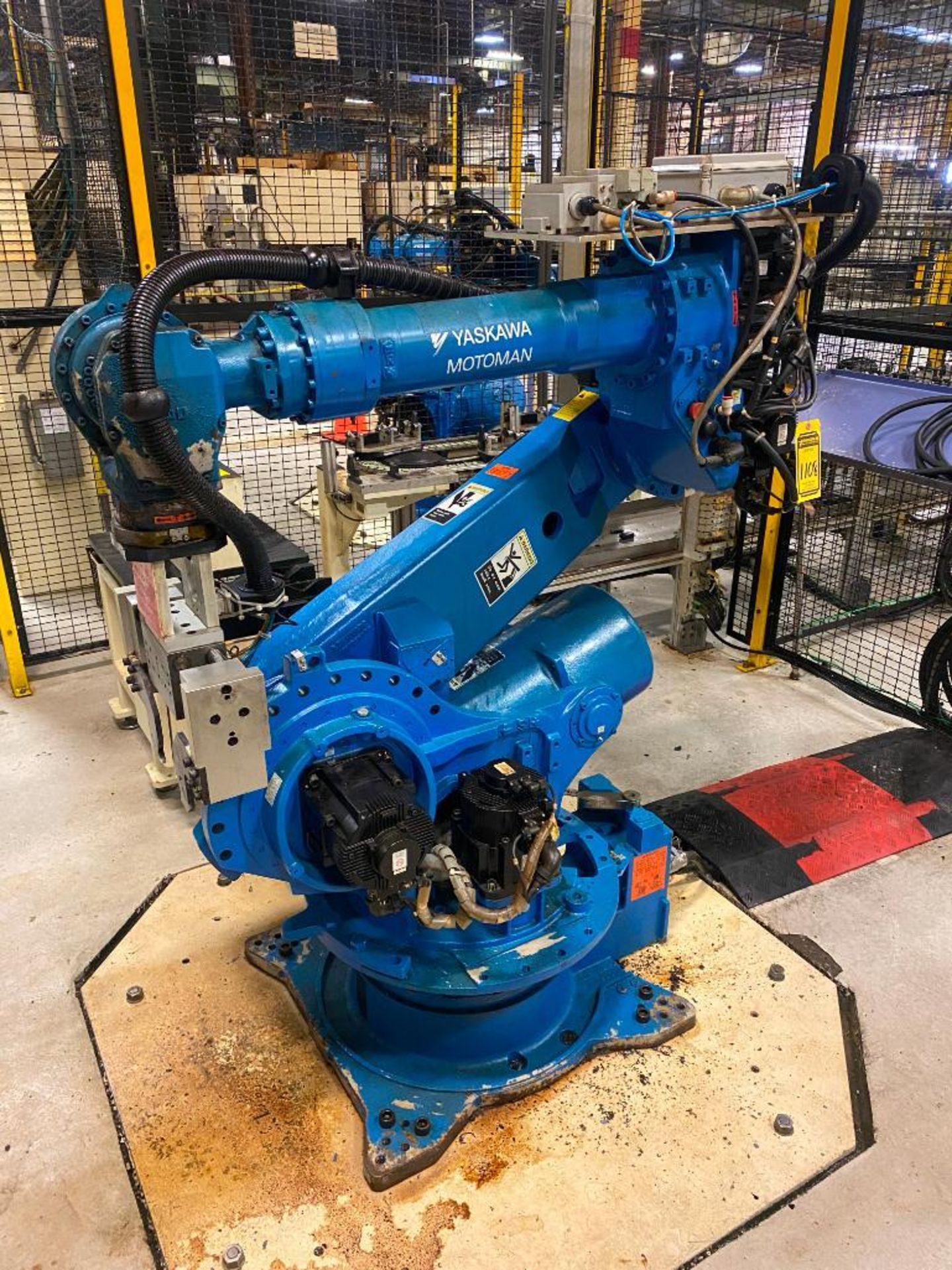 2012 Yaskawa Motoman robot arm, 362 lb. capacity, type DX100/ES165D, Motoman YKS-002E handheld contr