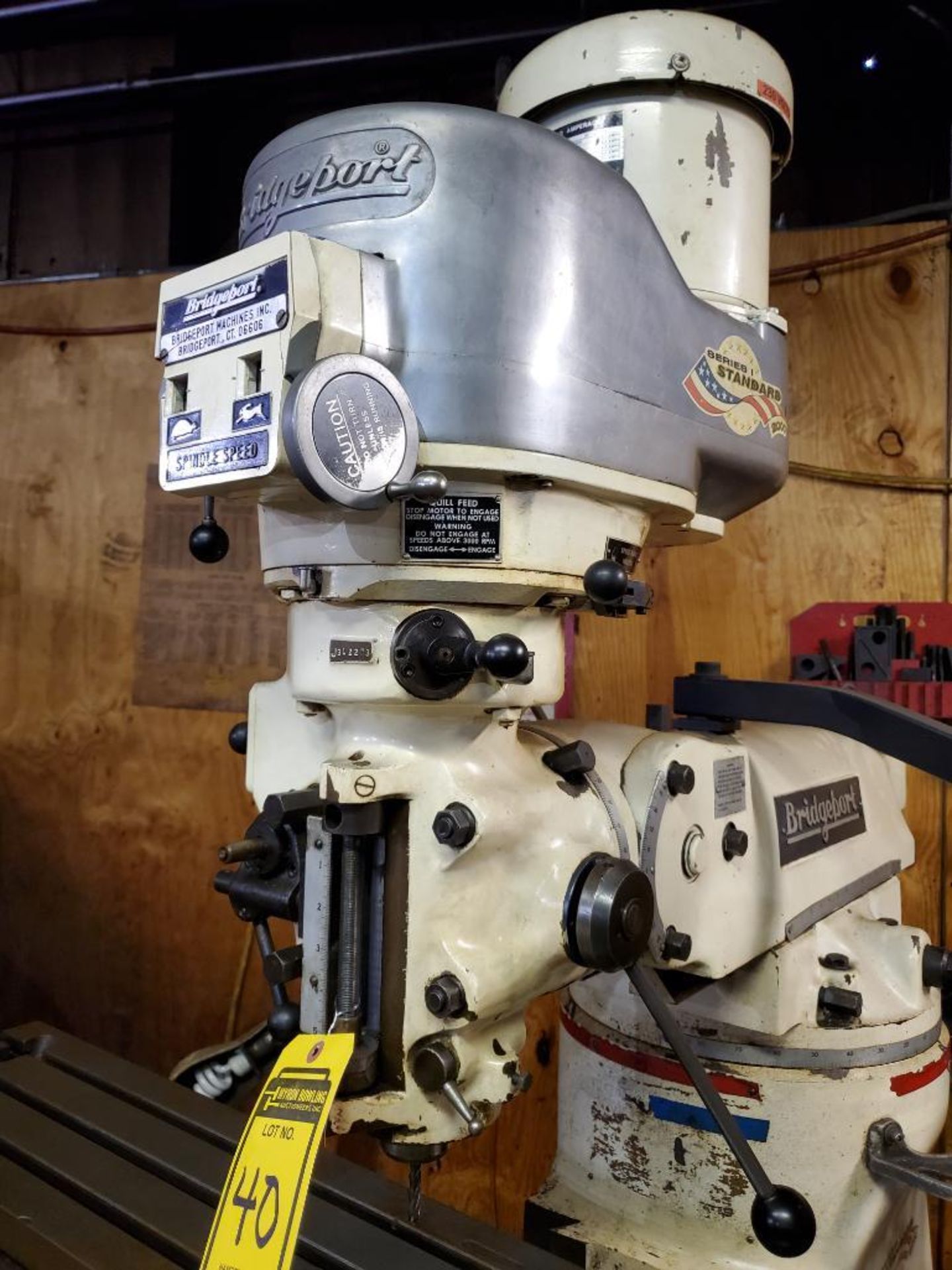 BRIDGEPORT VERTICAL MILLING MACHINE, S/N J312273, 2 HP, HIGH/ LO RANGE, ACU-RITE 2-AXIS DRO CONTROL, - Image 12 of 15