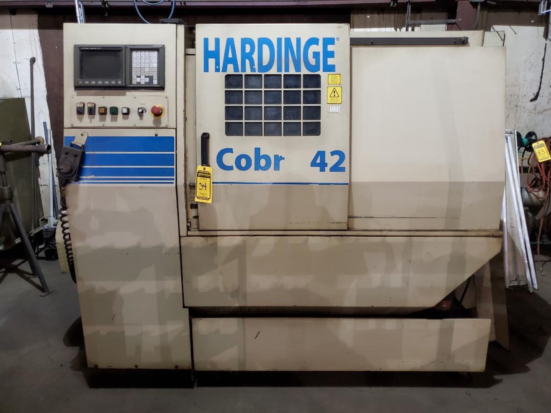 HARDINGE COBRA 42 HORIZONTAL CNC LATHE, GE FANUC SERIES 21-T DRO CNC CONTROL, FANUC PENDANT, S/N C-1 - Image 2 of 16