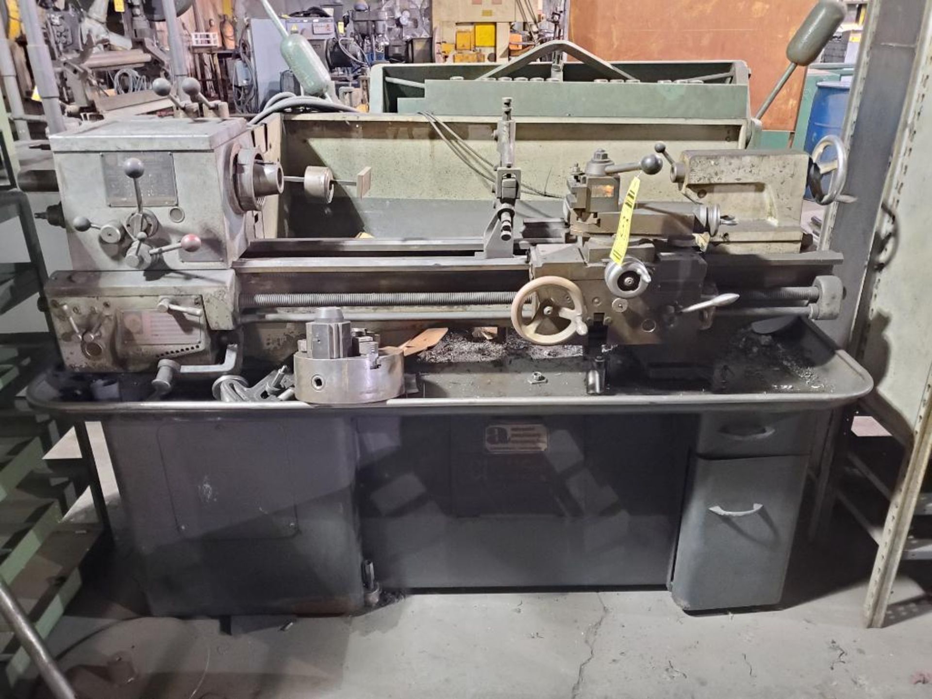 CLAUSING/COLCHESTER HORIZONTAL ENGINE LATHE, 48" BED, SPINDLE CHUCK W/ SPARE 9" 3-JAW CHUCK, TAILSTO