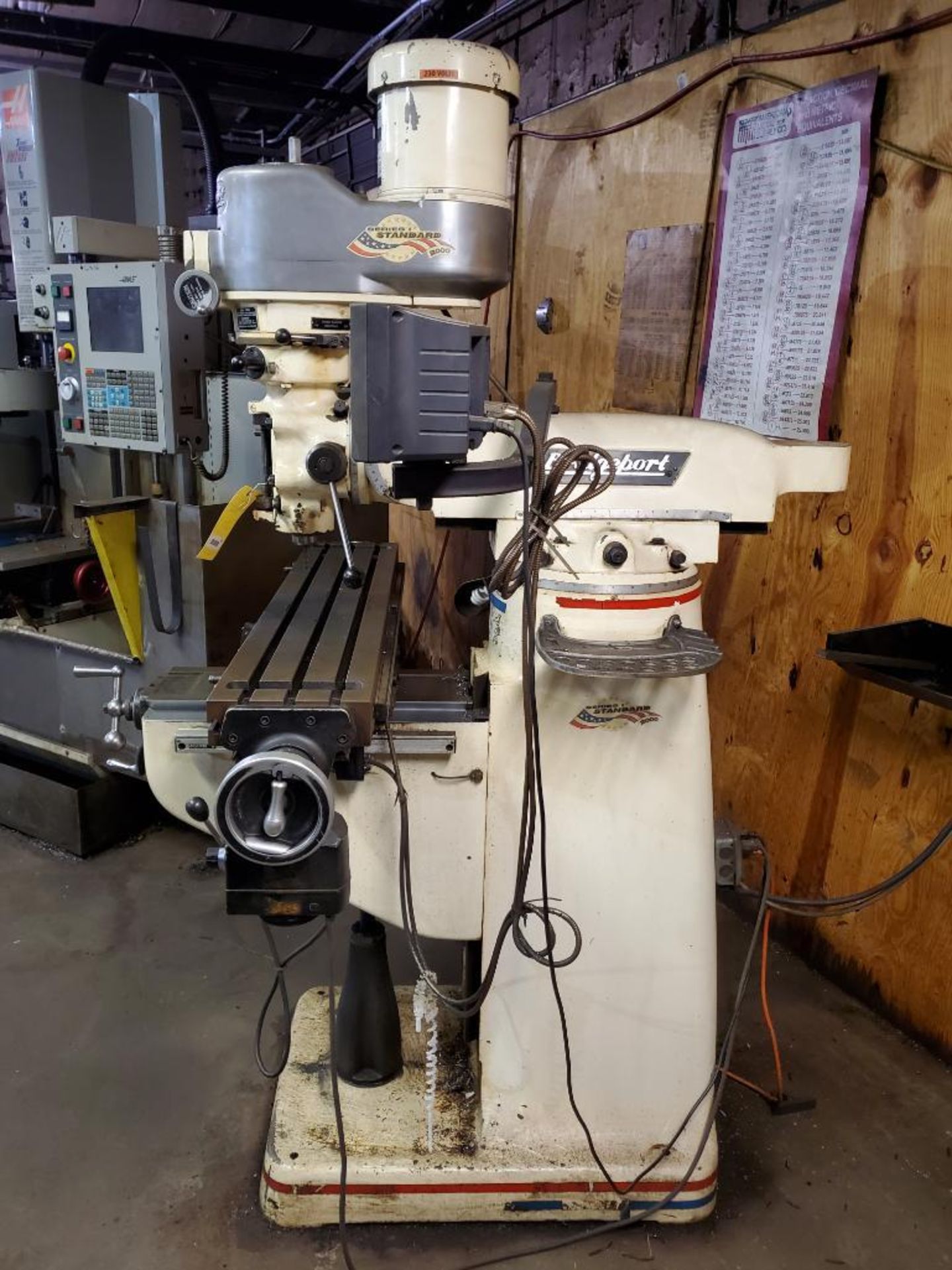 BRIDGEPORT VERTICAL MILLING MACHINE, S/N J312273, 2 HP, HIGH/ LO RANGE, ACU-RITE 2-AXIS DRO CONTROL, - Image 5 of 15