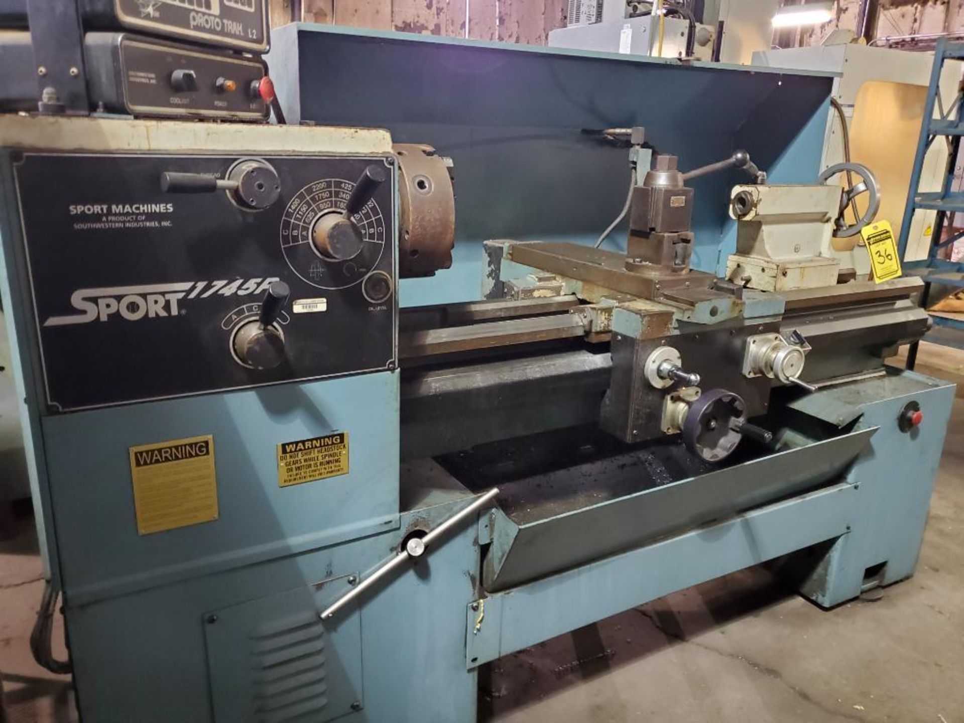 SPORT MACHINES SPORT 1745P HORIZONTAL ENGINE LATHE, 10" 3-JAW CHUCK, 5' BED, TAILSTOCK ,CROSS SLIDE, - Image 9 of 11