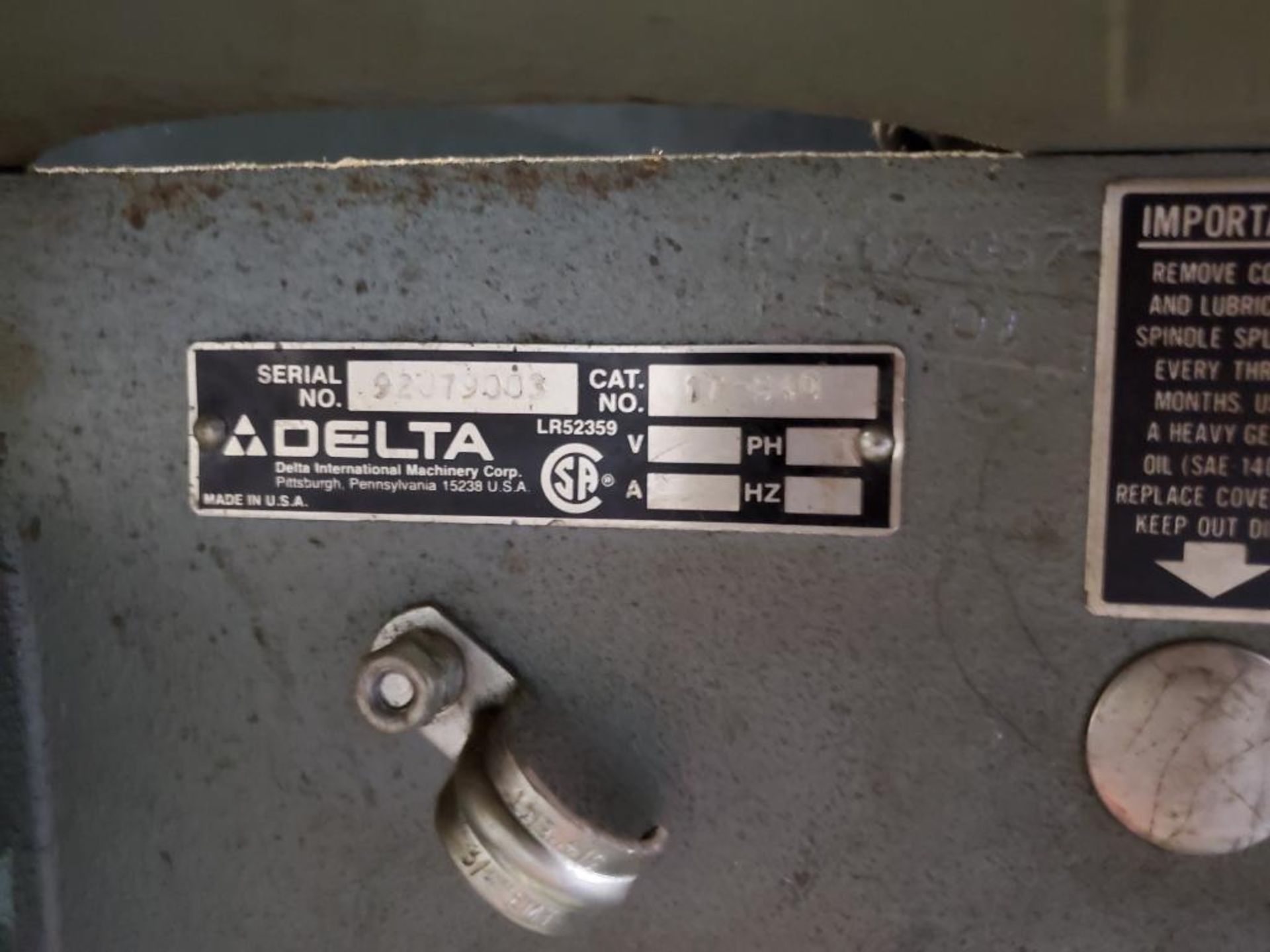 DELTA VERTICAL TAPPING DRILL PRESS, MODEL 92J79003, PROCUNIER MODEL 3 TAPPING HEAD, SLOT TABLE BASE, - Image 6 of 10