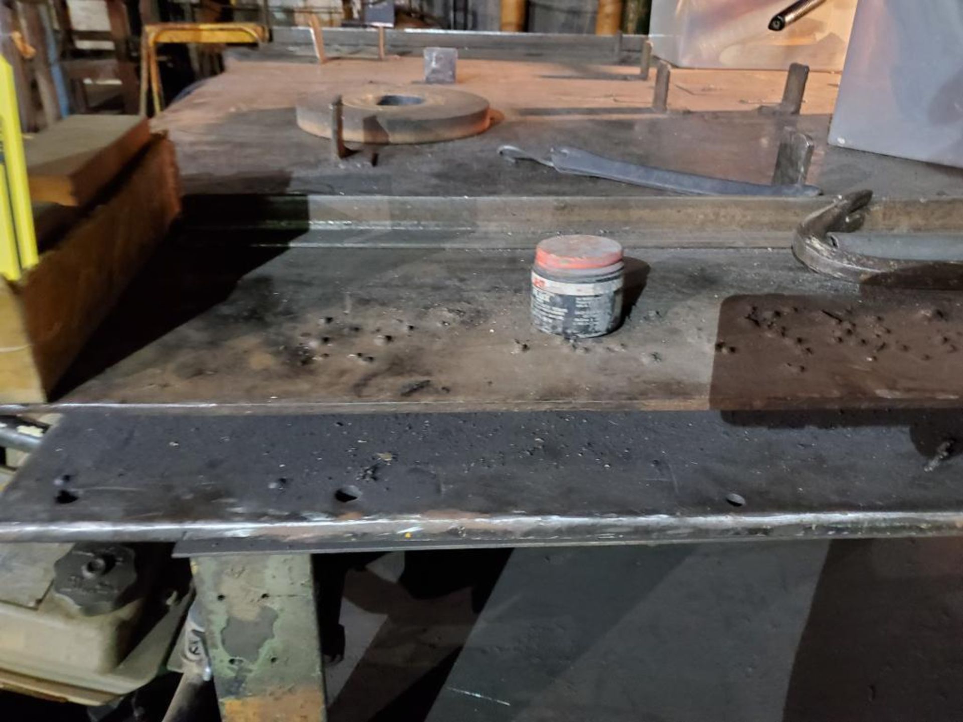 (3) STEEL WELDING TABLES: 5' X 5' X 1/4" STEEL PLATFORM ON 62" X 48" , 52" X 42", 65" X 61" X 1/4" - Image 2 of 5