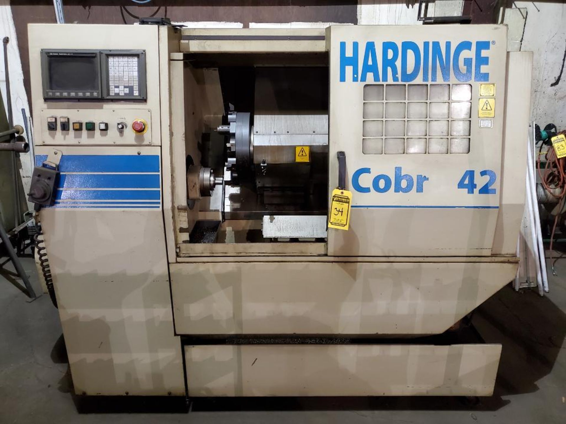 HARDINGE COBRA 42 HORIZONTAL CNC LATHE, GE FANUC SERIES 21-T DRO CNC CONTROL, FANUC PENDANT, S/N C-1 - Image 12 of 16