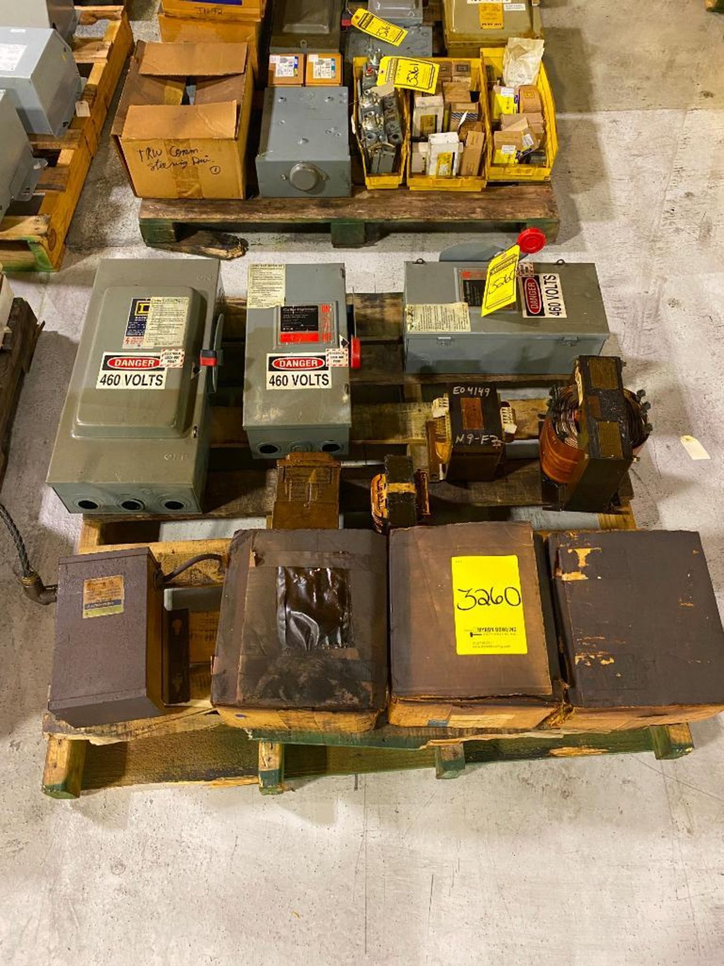 Pallet w/ Assorted Transformers, Safety Switches