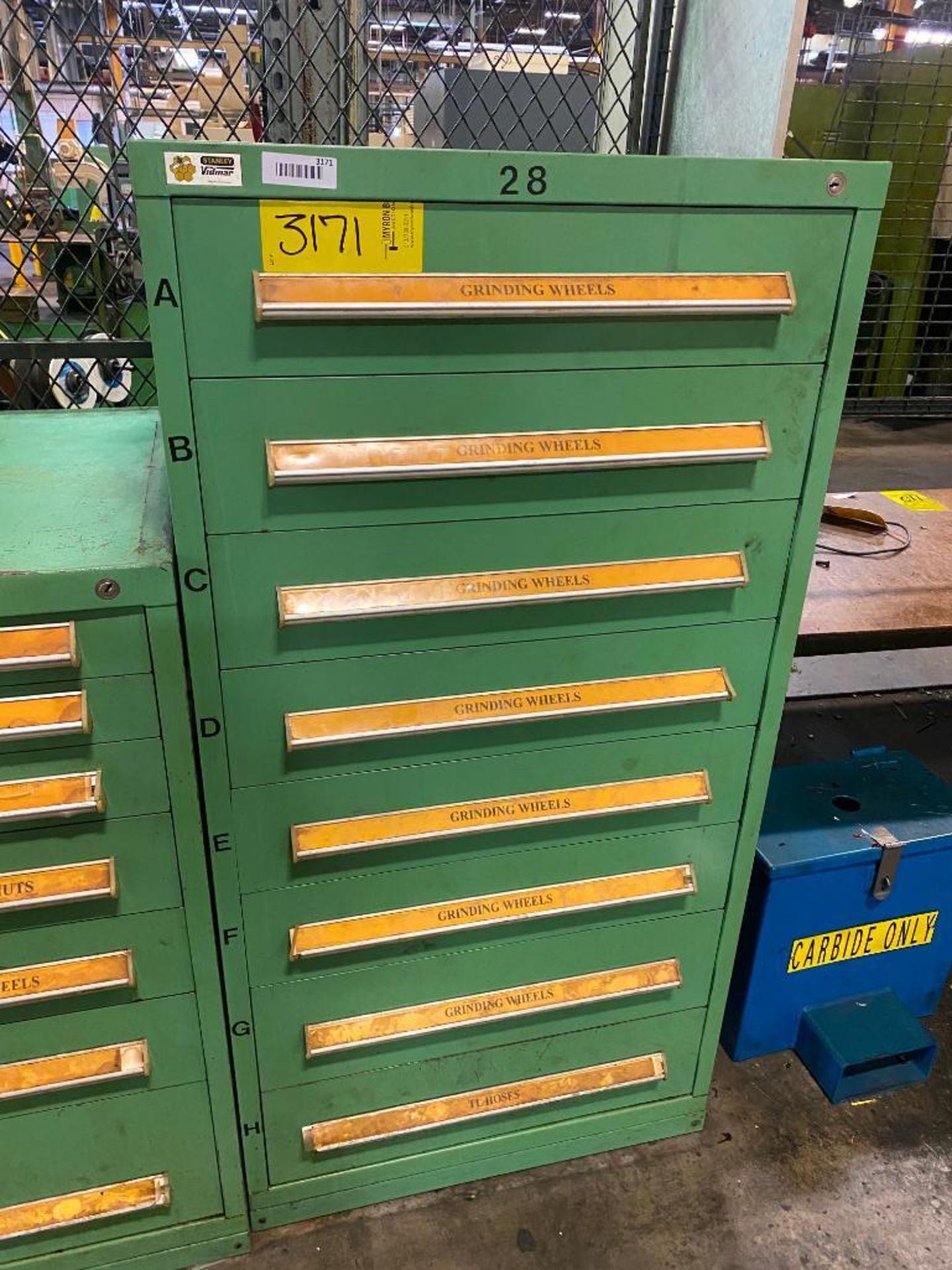 Stanley Vidmar 8-Drawer Cabinet w/ Assorted Grinding Wheels