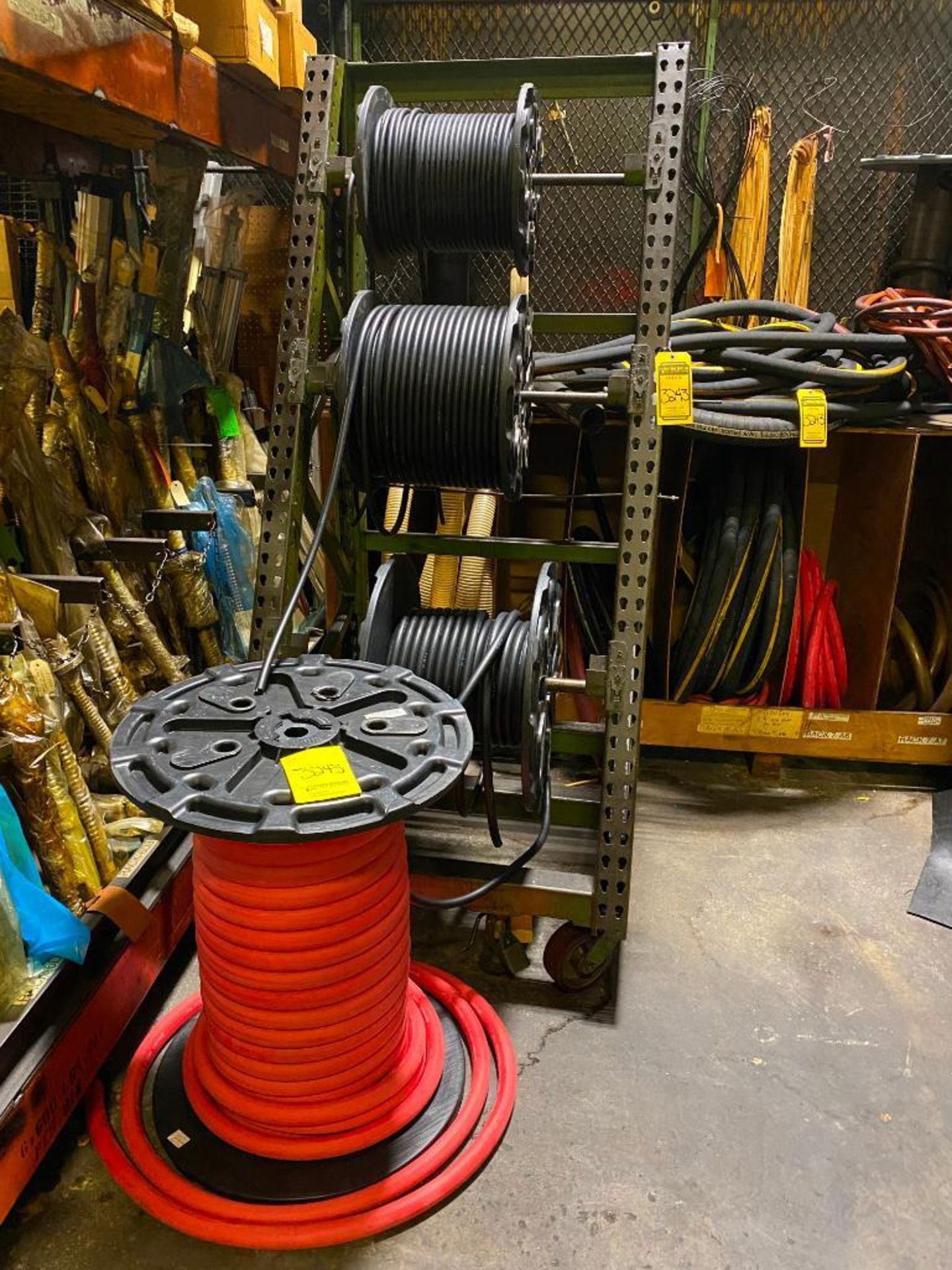 Spool Rack w/ Spools of Hose