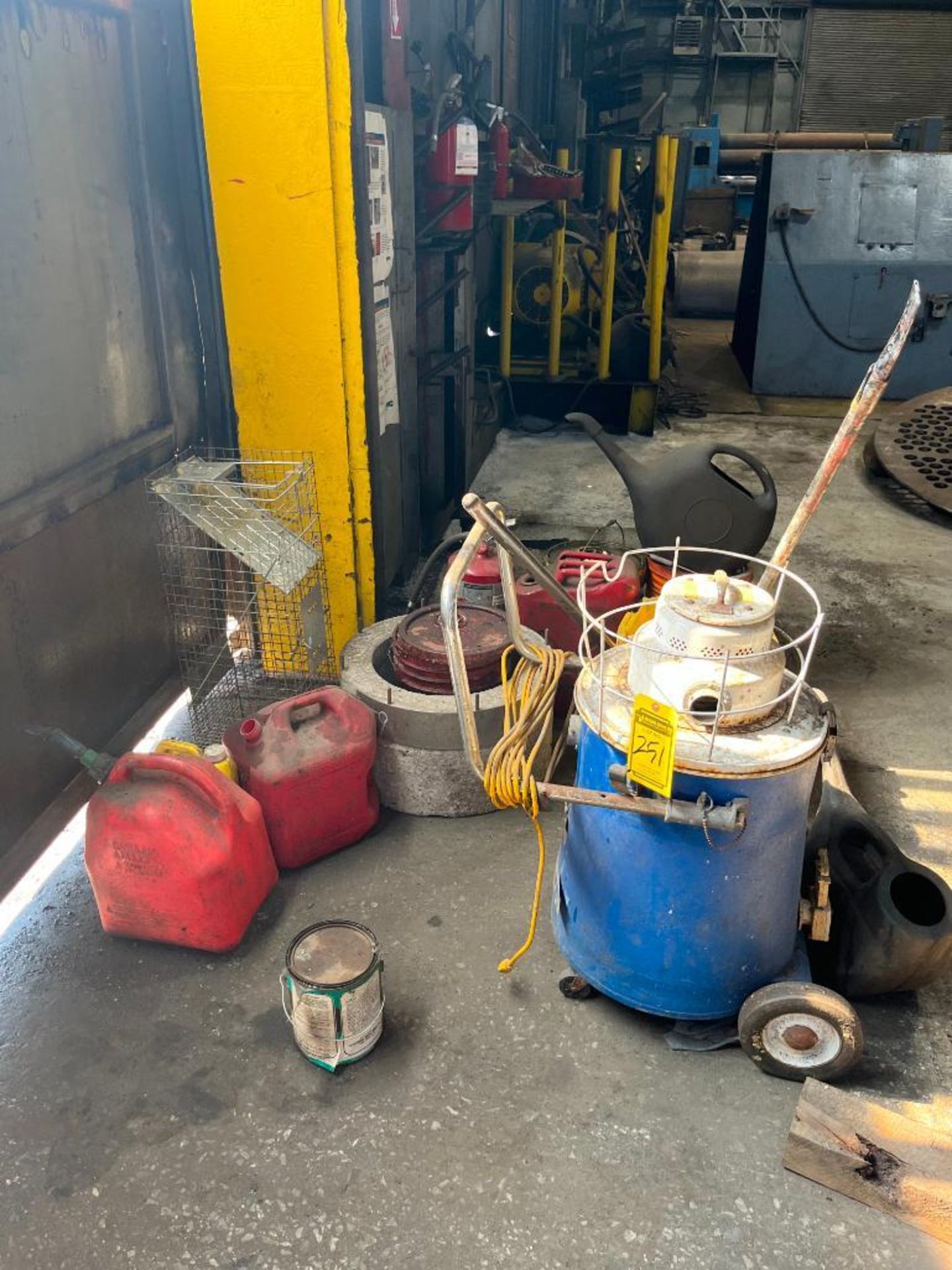 assorted gas cans & vacuum