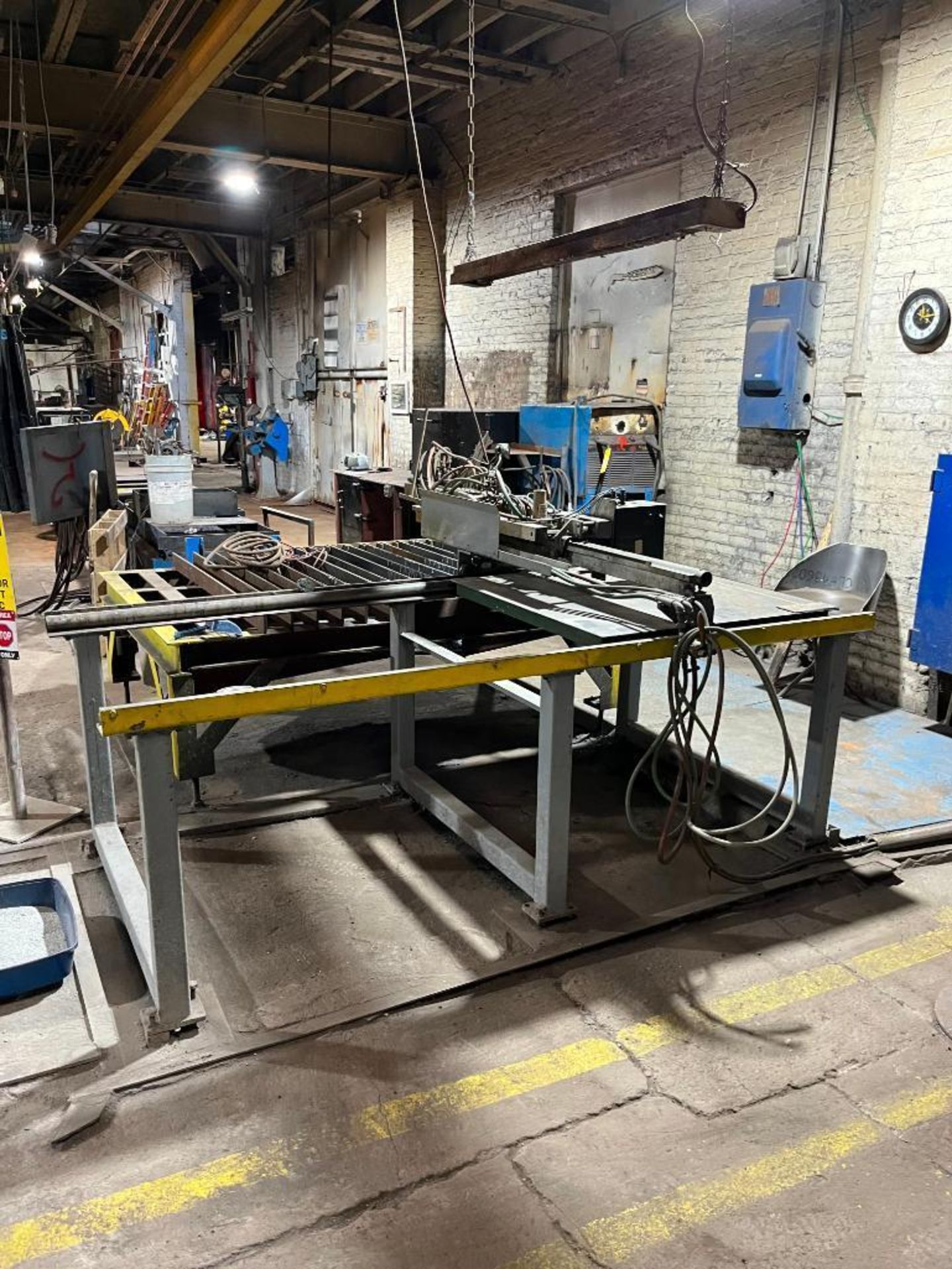 oxy acetylene cutting table, 82" x 60", Wesco tracer torch trolley, dual torch head - Image 6 of 8