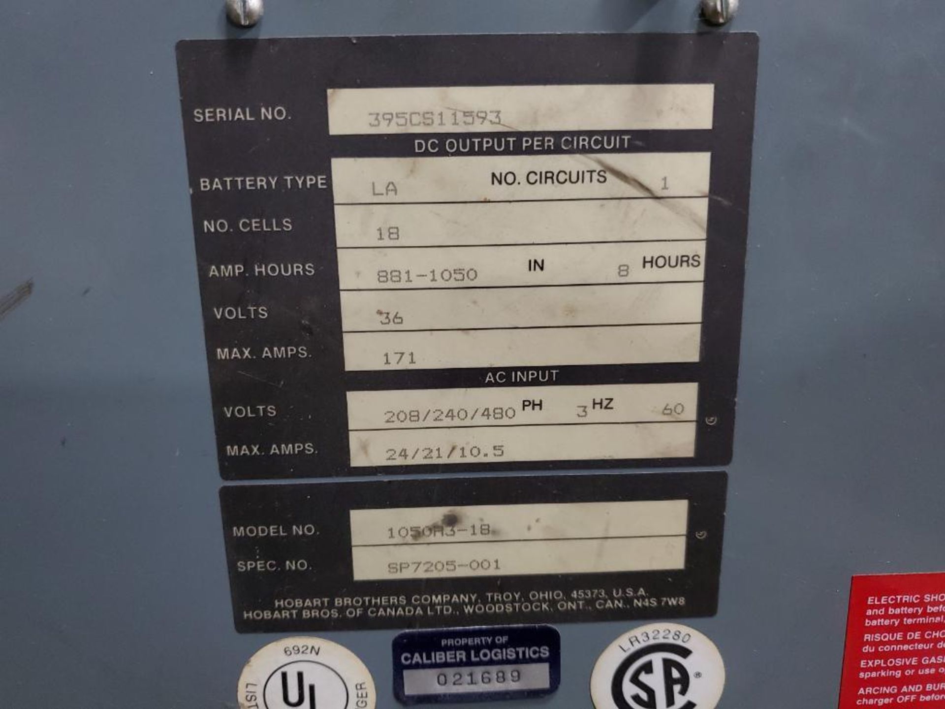 Hobart Battery Mate 36v Forklift Battery Charger, Model 1050M3-18 - Image 4 of 4