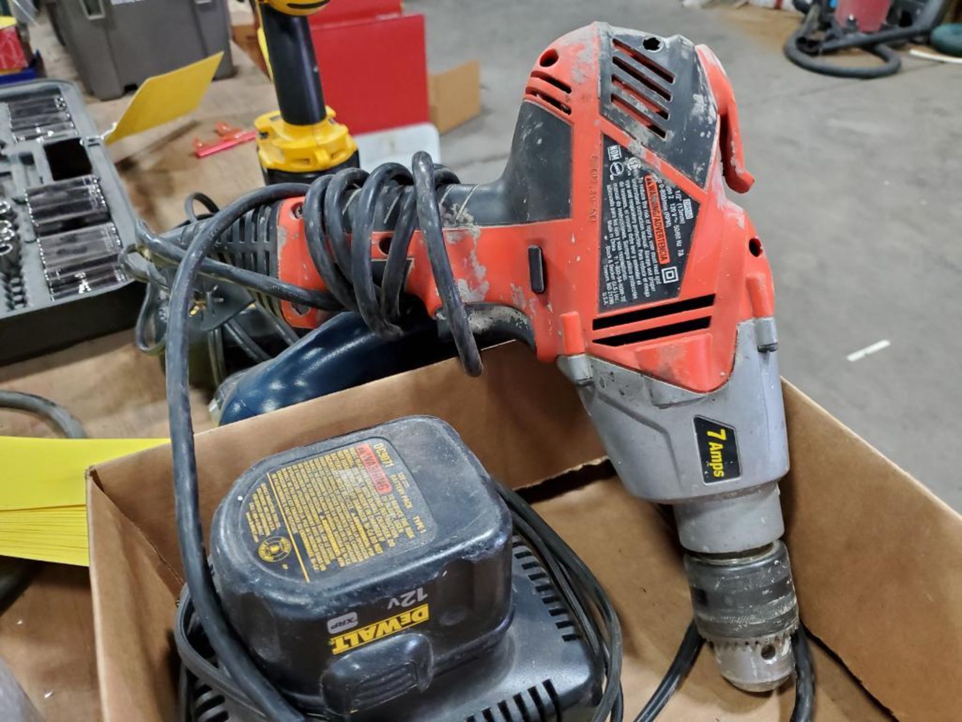 Dewalt 12v XRP Cordless Drill w/ Charger, Black & Decker 7 amp Corded Drill, Ryobi 18v Screw Gun (No - Image 4 of 5