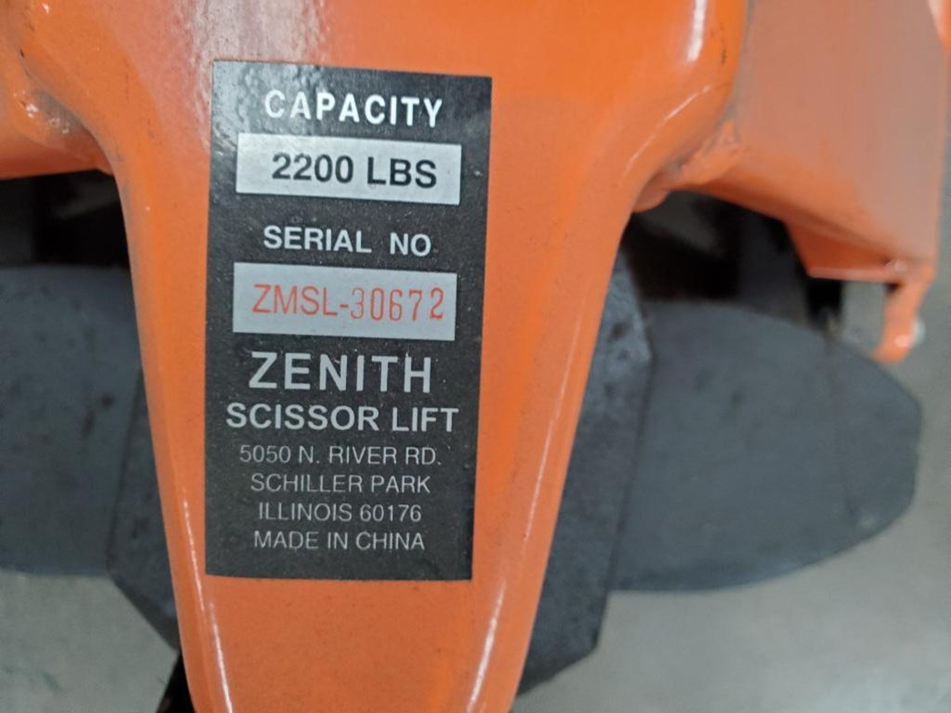 Zenith 2,200 Lb. Scissor Lift Pallet Jack, Slow/Fast Lift Function - Image 4 of 4