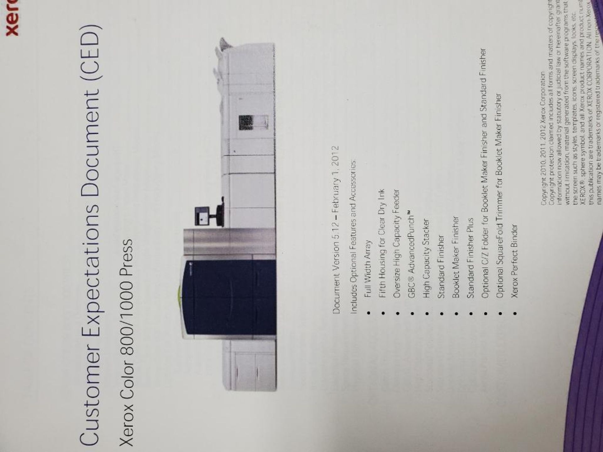 2012 Xerox Color 1000 Press Printer, Plockmatic Pro 50 Production Booklet Maker Finisher, Stacker Ca - Image 13 of 21