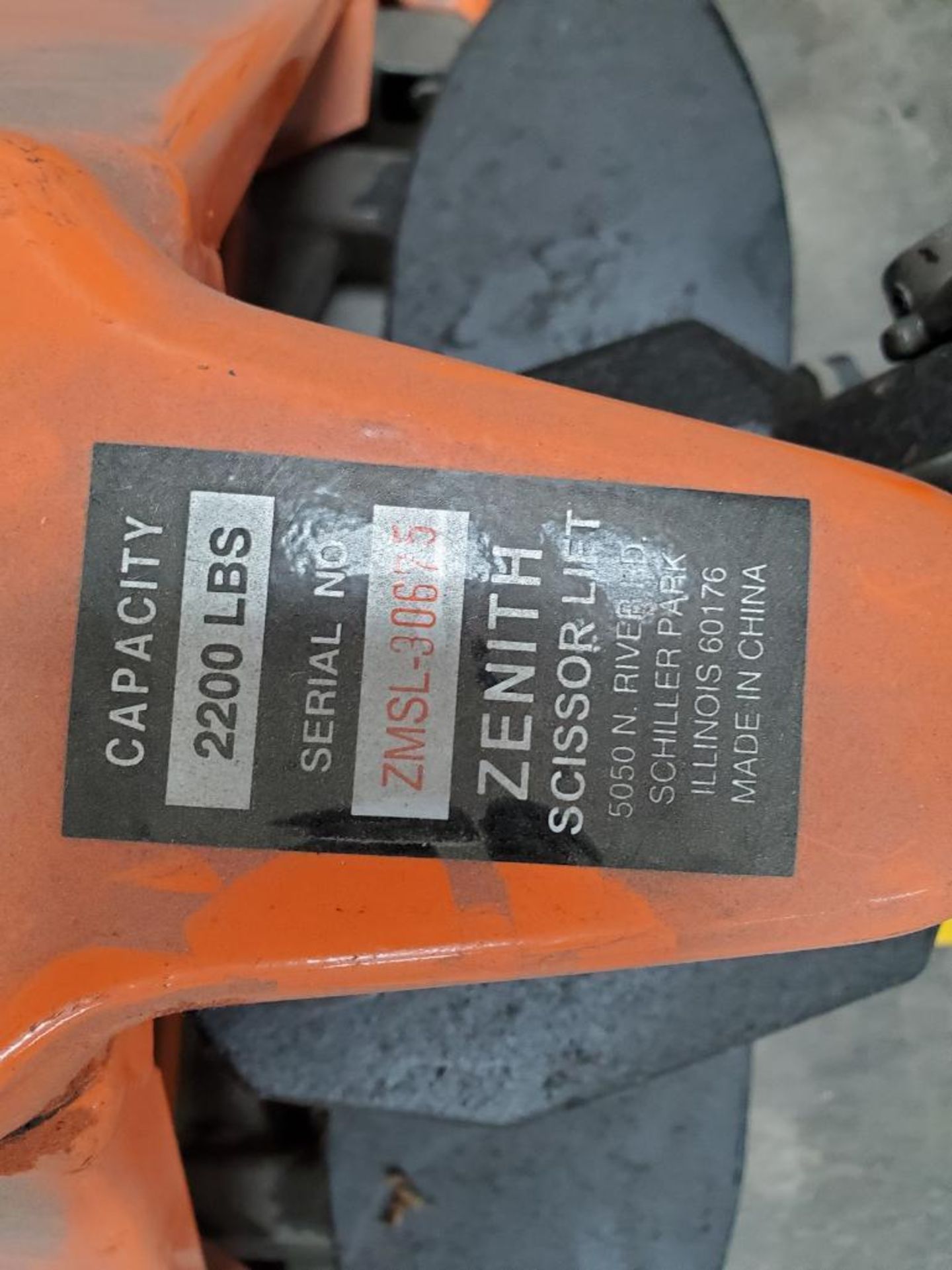 Zenith 2,200 Lb. Scissor Lift Pallet Jack, Slow/Fast Lift Function - Image 4 of 4