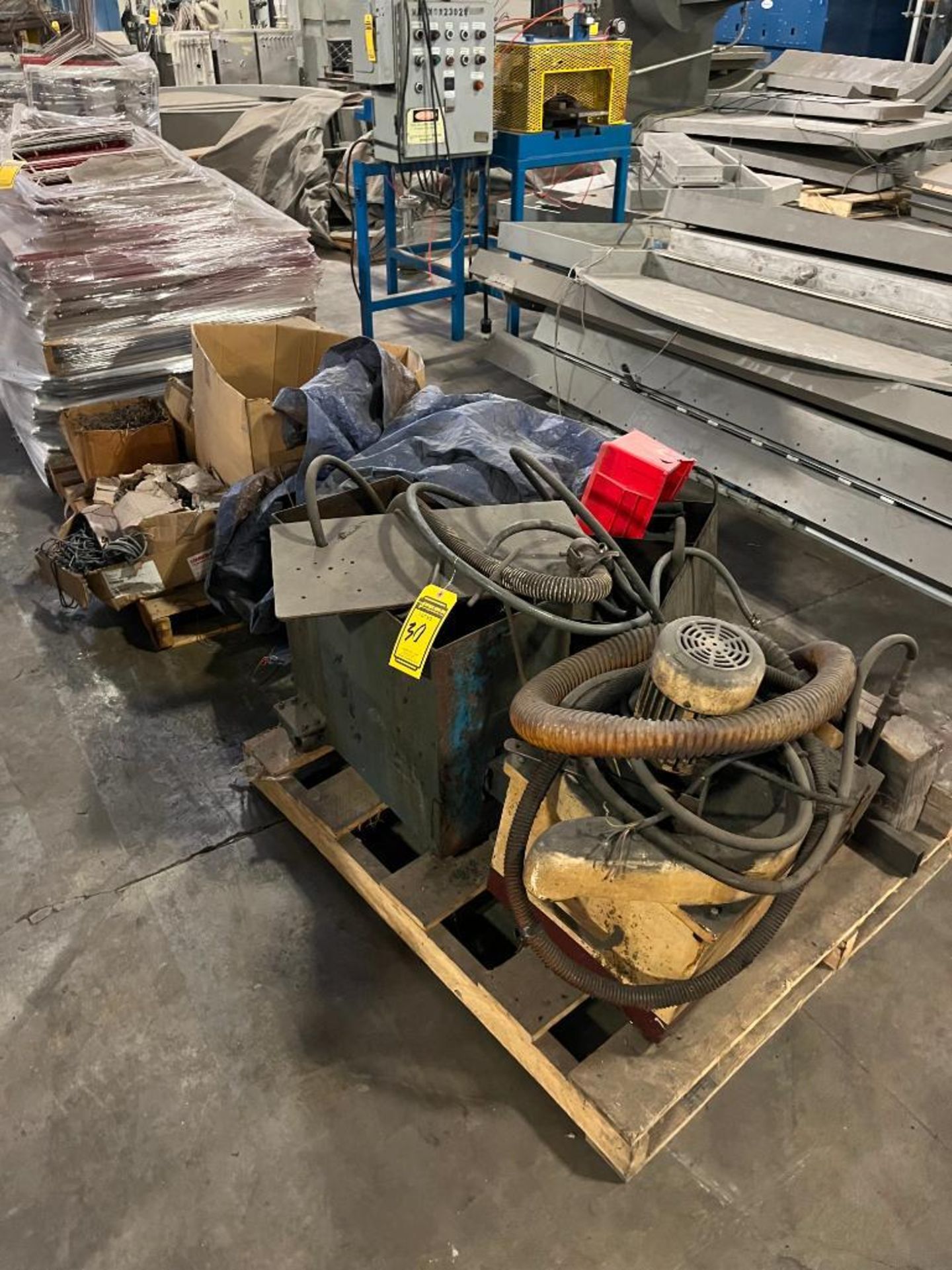 (2) Skid of Assorted Hydraulic Pump, Pump Parts, Stainless Rolling Carts, & Shopping Cart