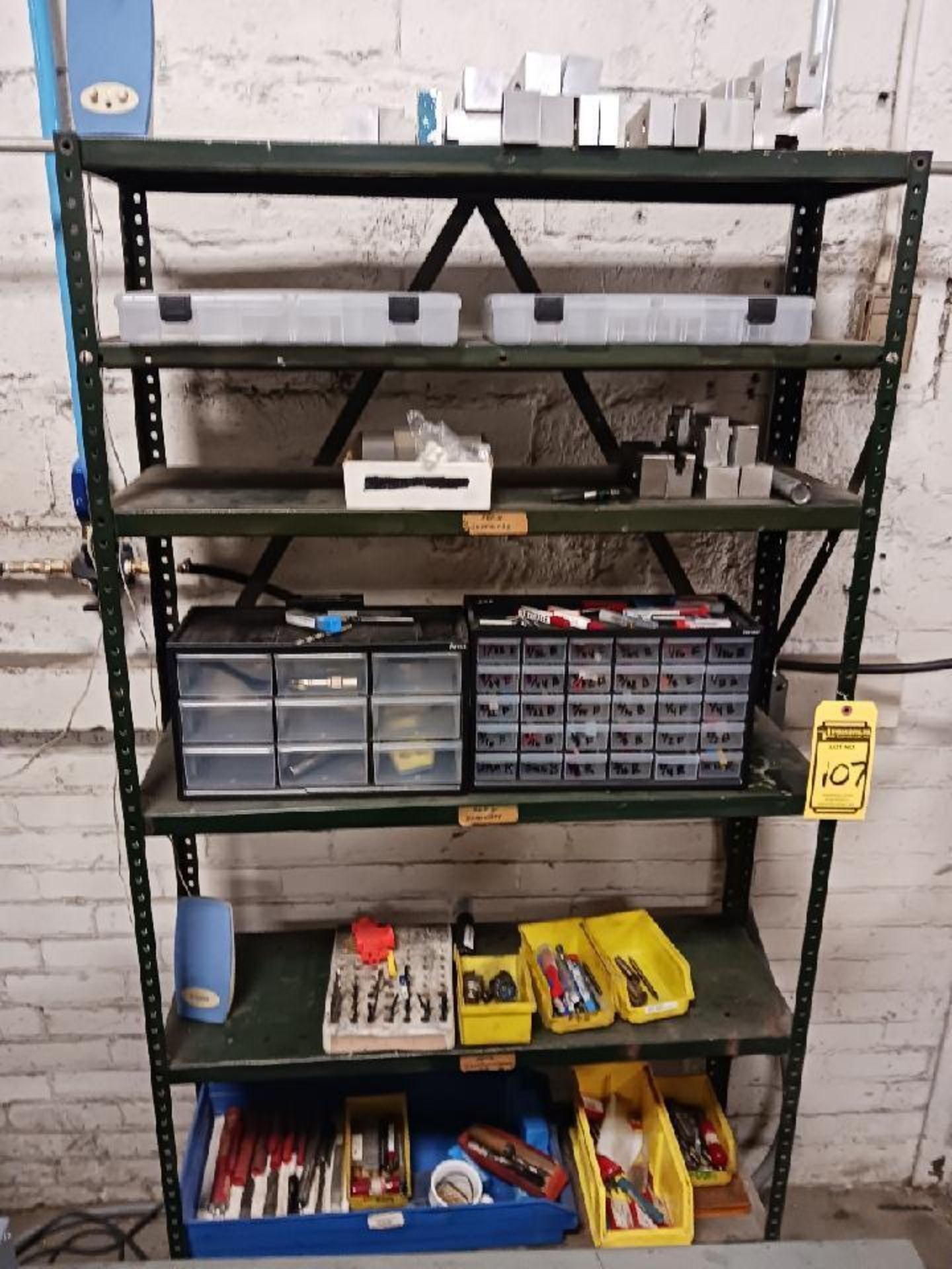 Shelf w/ Carbide Tooling, Blocks, & Storage Bins w/ Carbide & Tooling