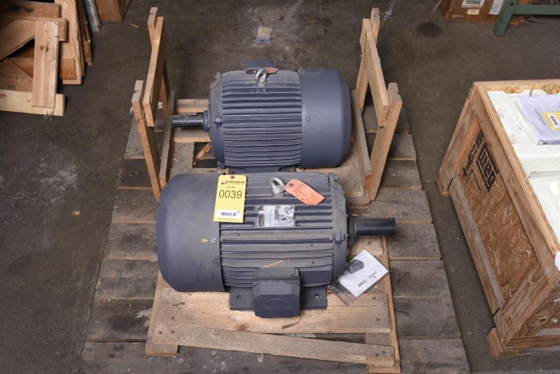 (2) (New) Emerson eLine Electric Motors; (1) 25 HP, 1,760 RPM, 208-230/460 V, 284T Frame, (1) 15 HP,