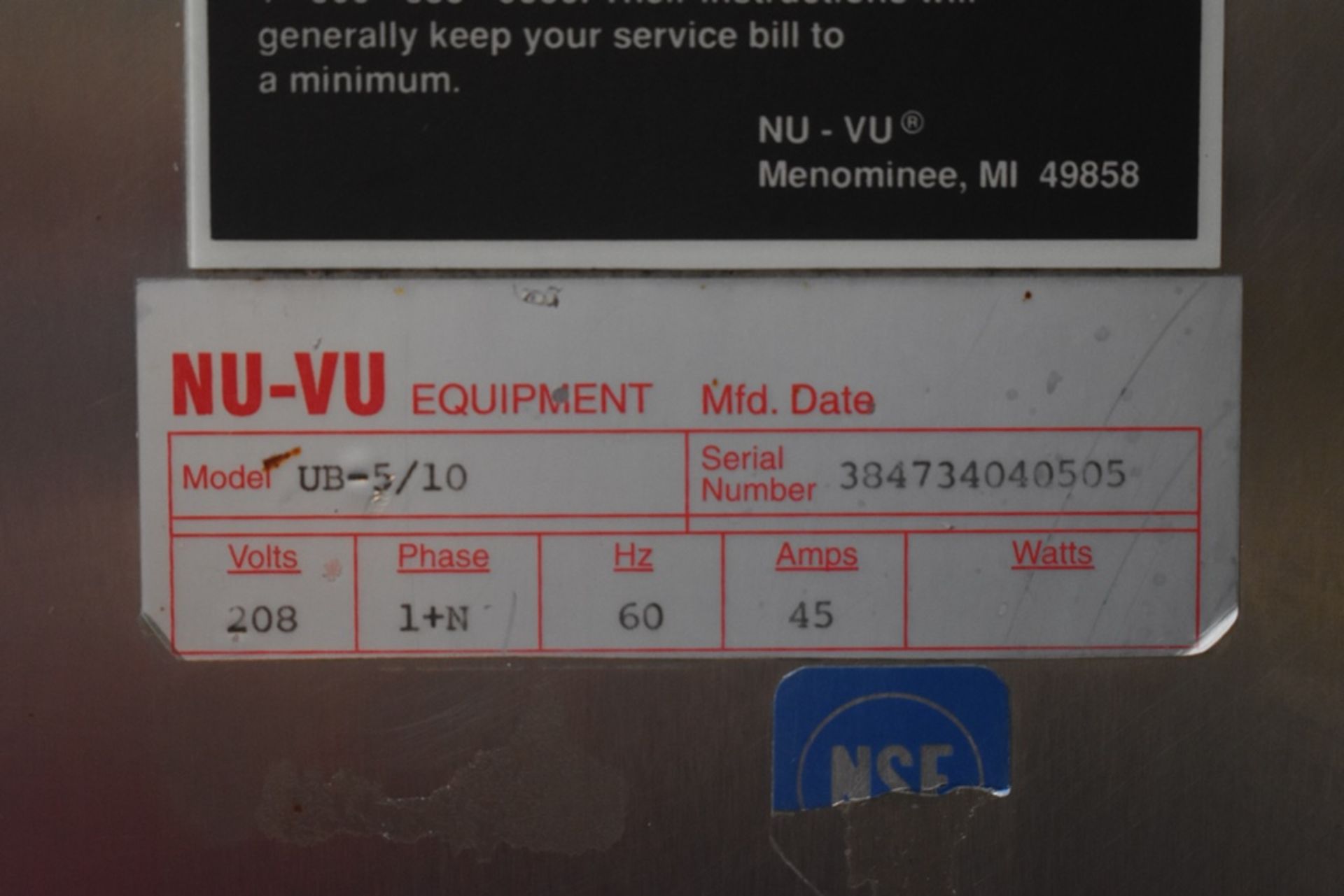 Fermentadora de dos puertas para 15 charolas en acero inoxidable marca NU-VU, modelo UB-5/10, númer - Bild 24 aus 25