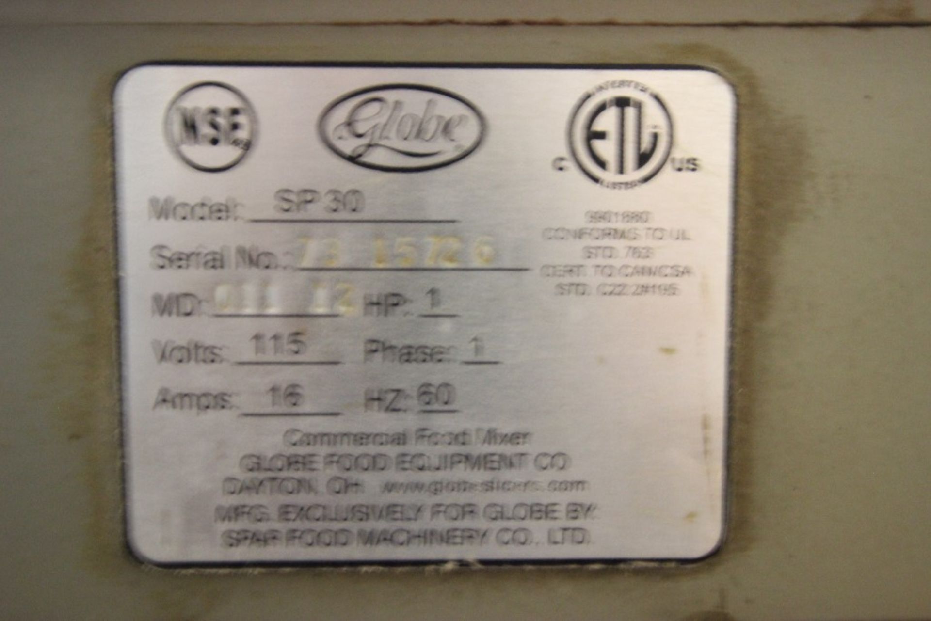 Batidora marca Globe, modelo SP 30, número de serie:73 1572 o, 115 V 60 Hz 1 Hp - Bild 22 aus 24