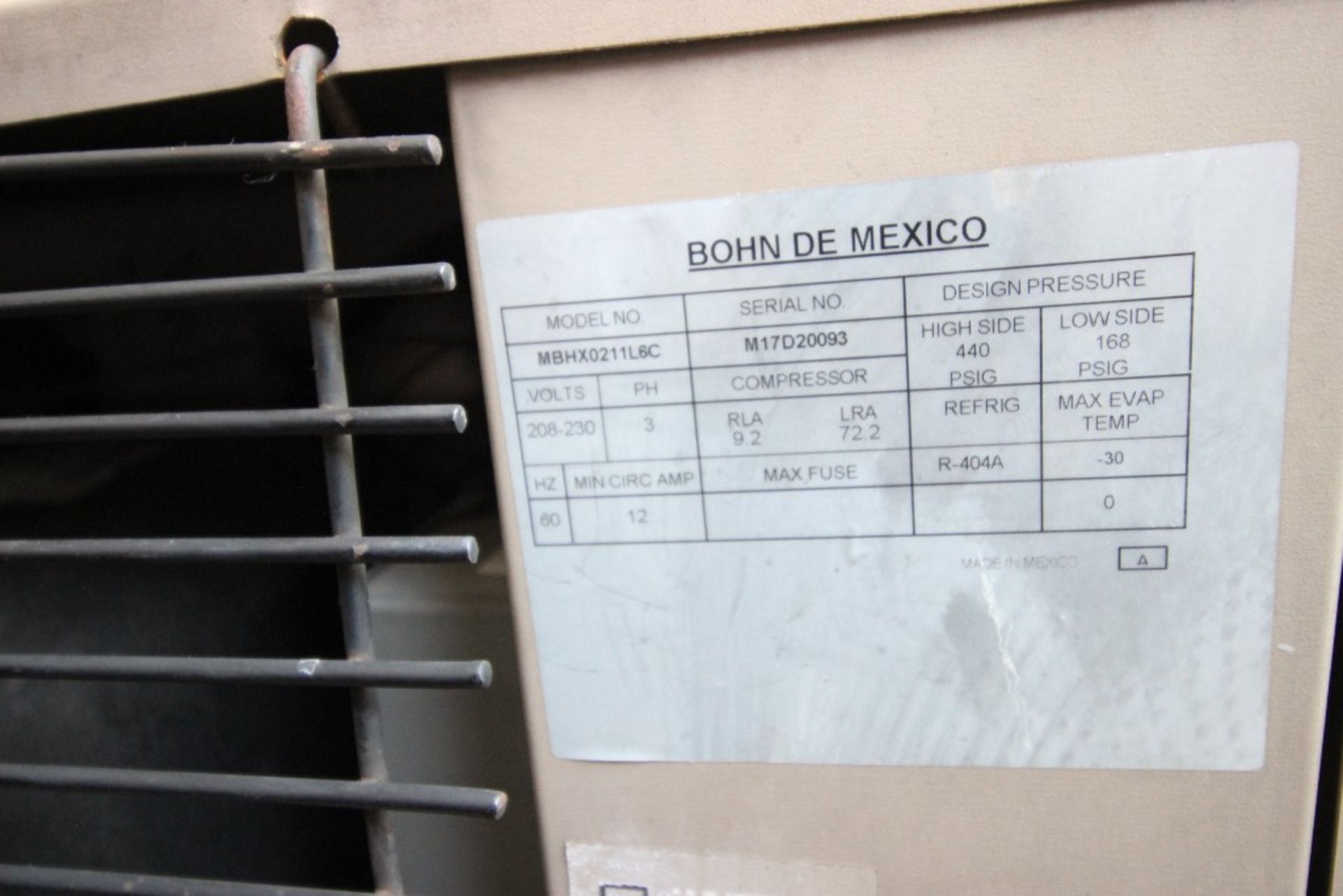 Unidad condensadora de dos ventiladores marca Bohn, modelo:MBHX0211L6C, número de serie:M17D20093, - Image 21 of 23