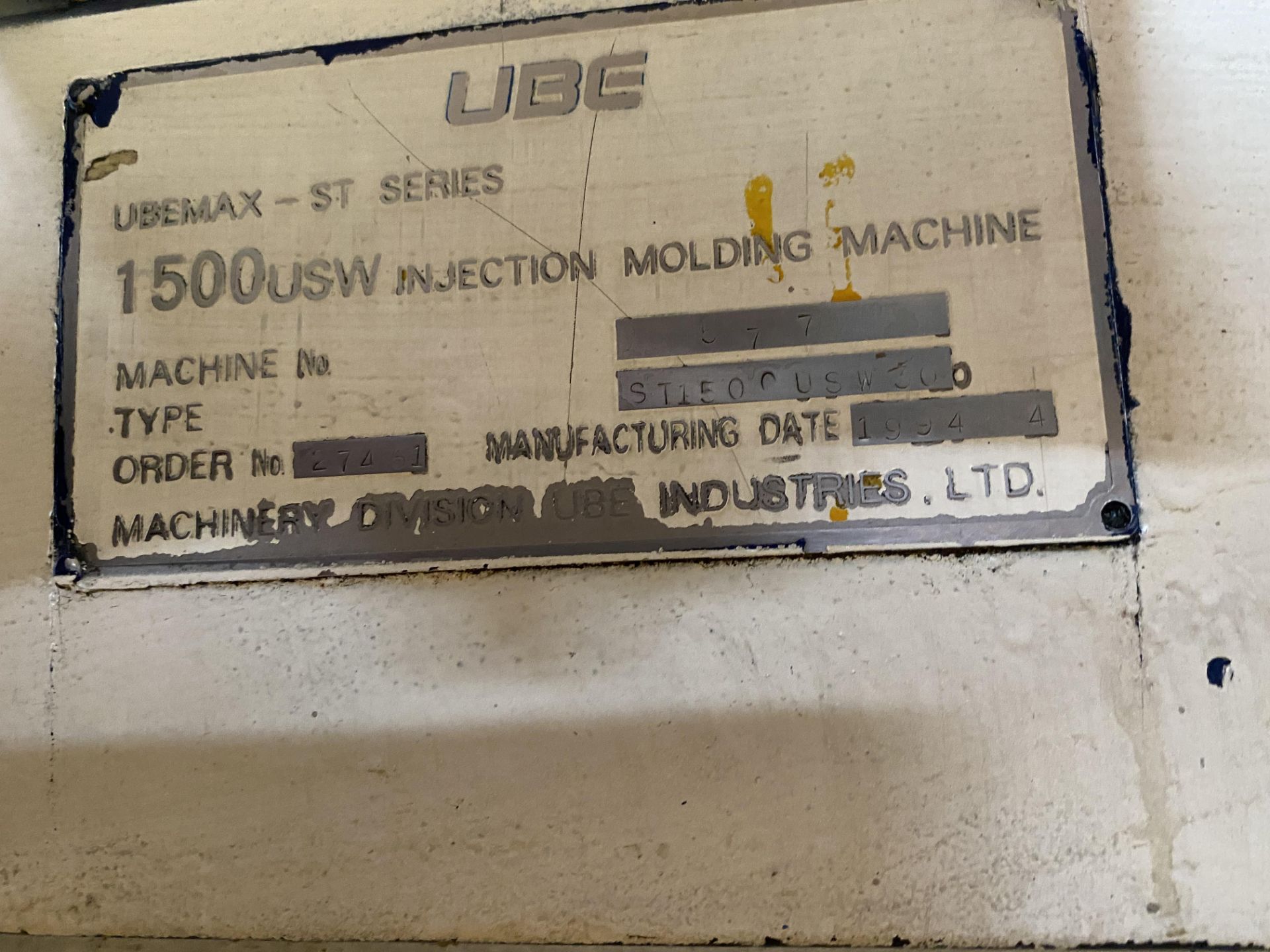 UBE Plastic Injection Machine, capacity 1500 tons, year 1994 - Image 53 of 126