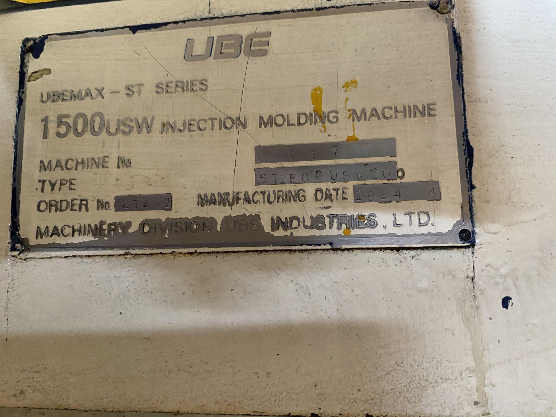 UBE Plastic Injection Machine, capacity 1500 tons, year 1994 - Image 54 of 126