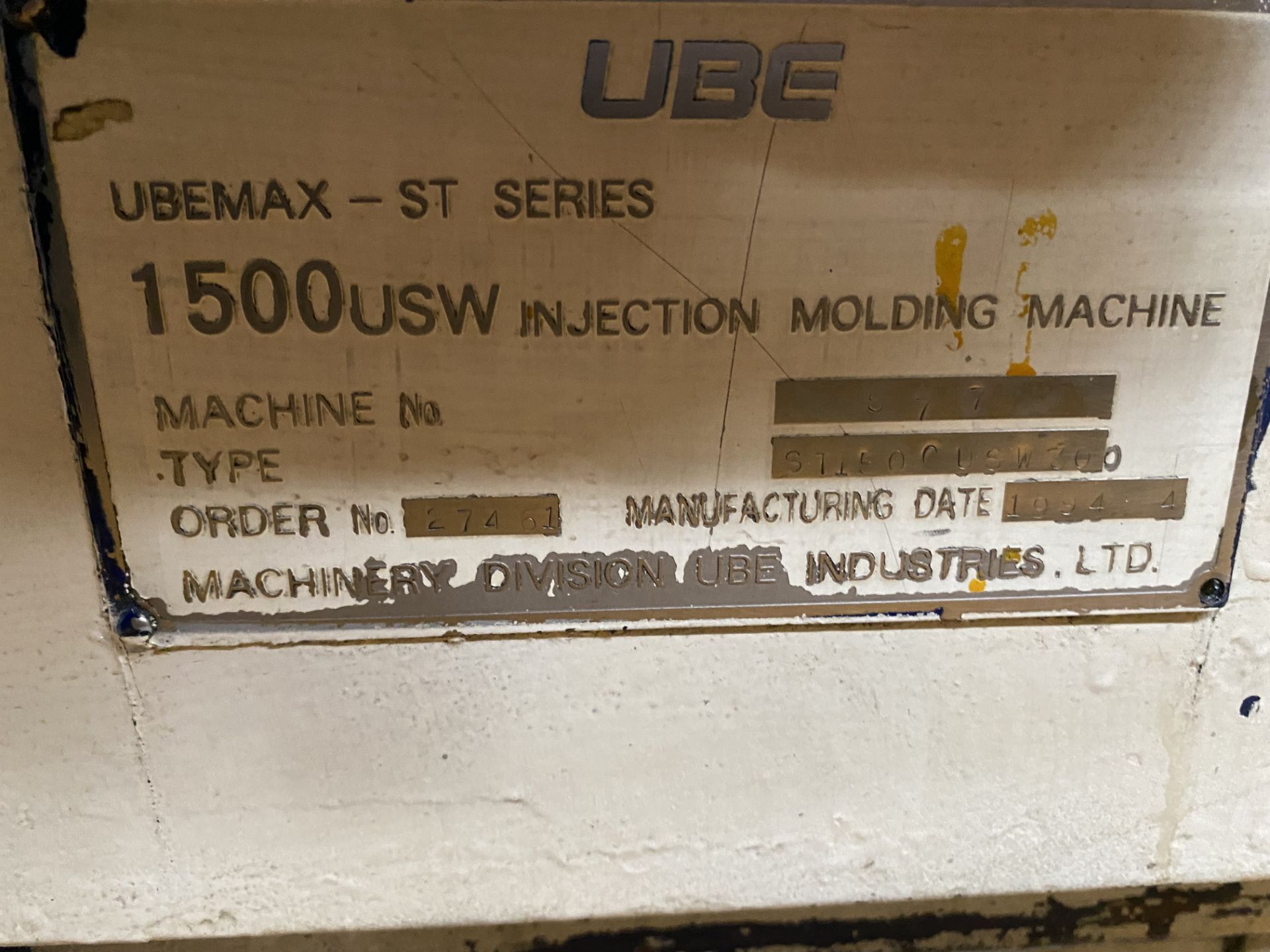 UBE Plastic Injection Machine, capacity 1500 tons, year 1994 - Image 20 of 126