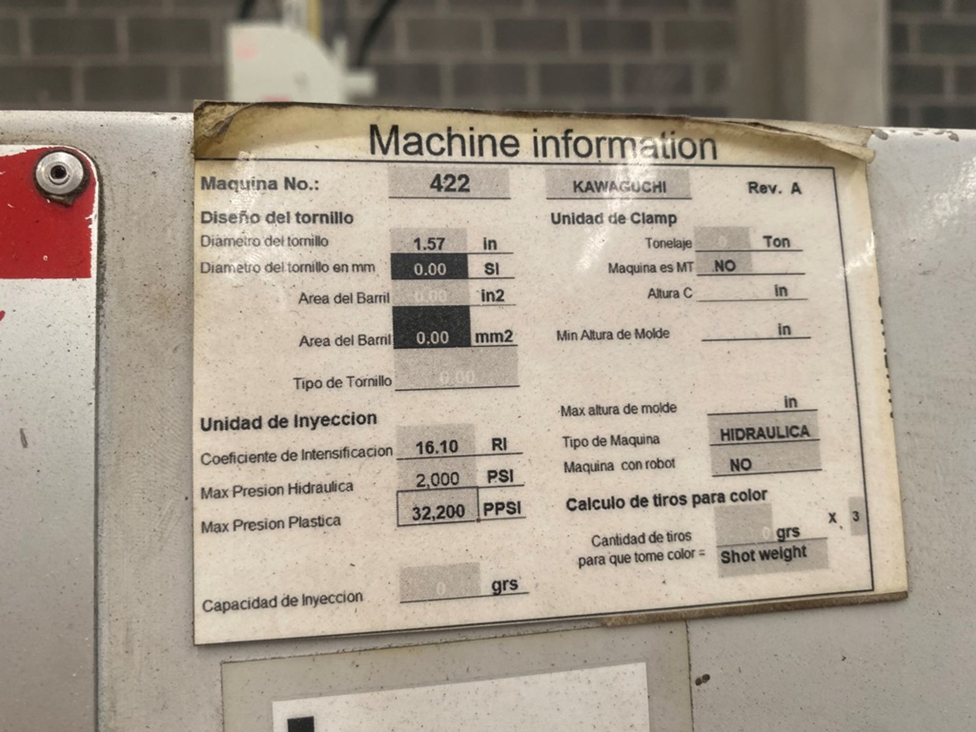 Kawaguchi Plastic Injection Machine 154 Tons - Image 48 of 75