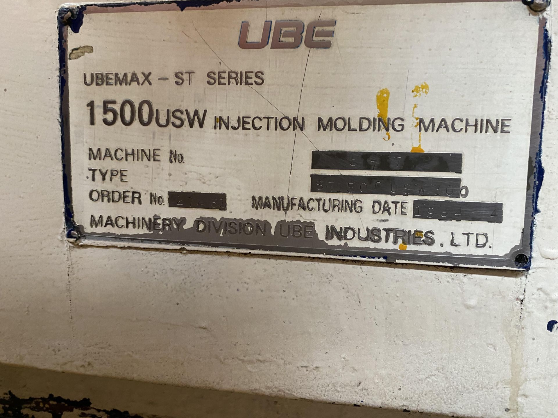 UBE Plastic Injection Machine, capacity 1500 tons, year 1994 - Image 55 of 126