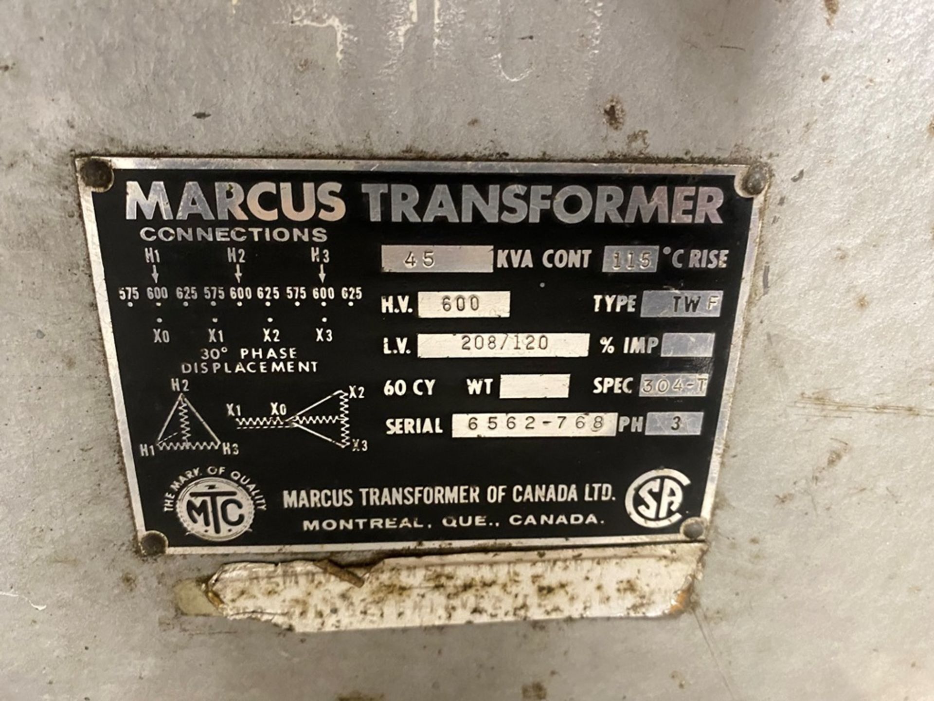 Marcus Three phase transformer dry type, Capacity 45KVA. - Image 11 of 17