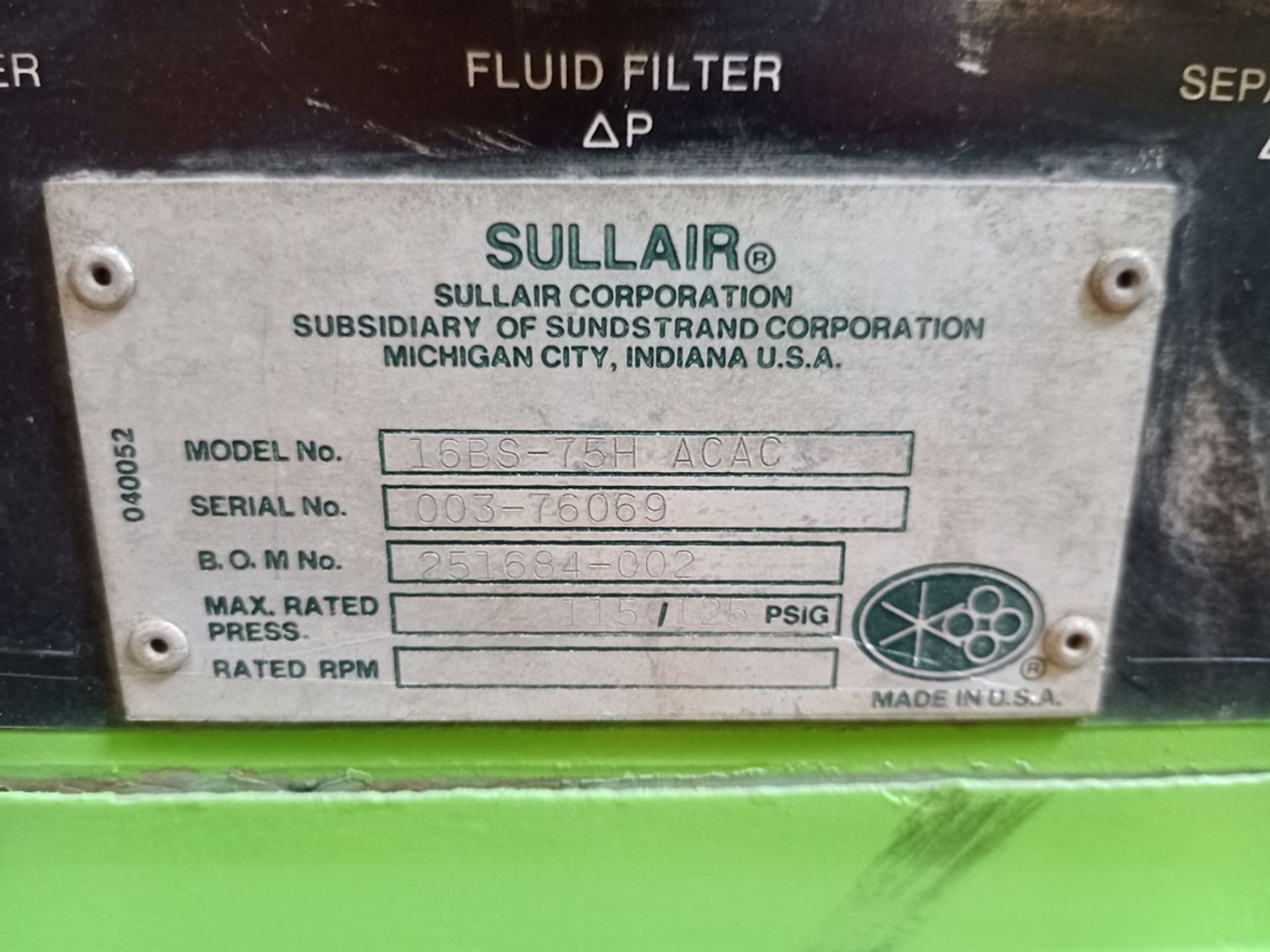 Sullair Air compressor, Model 16BS-75H-ACAC, S/N 003-76069 - Image 22 of 23