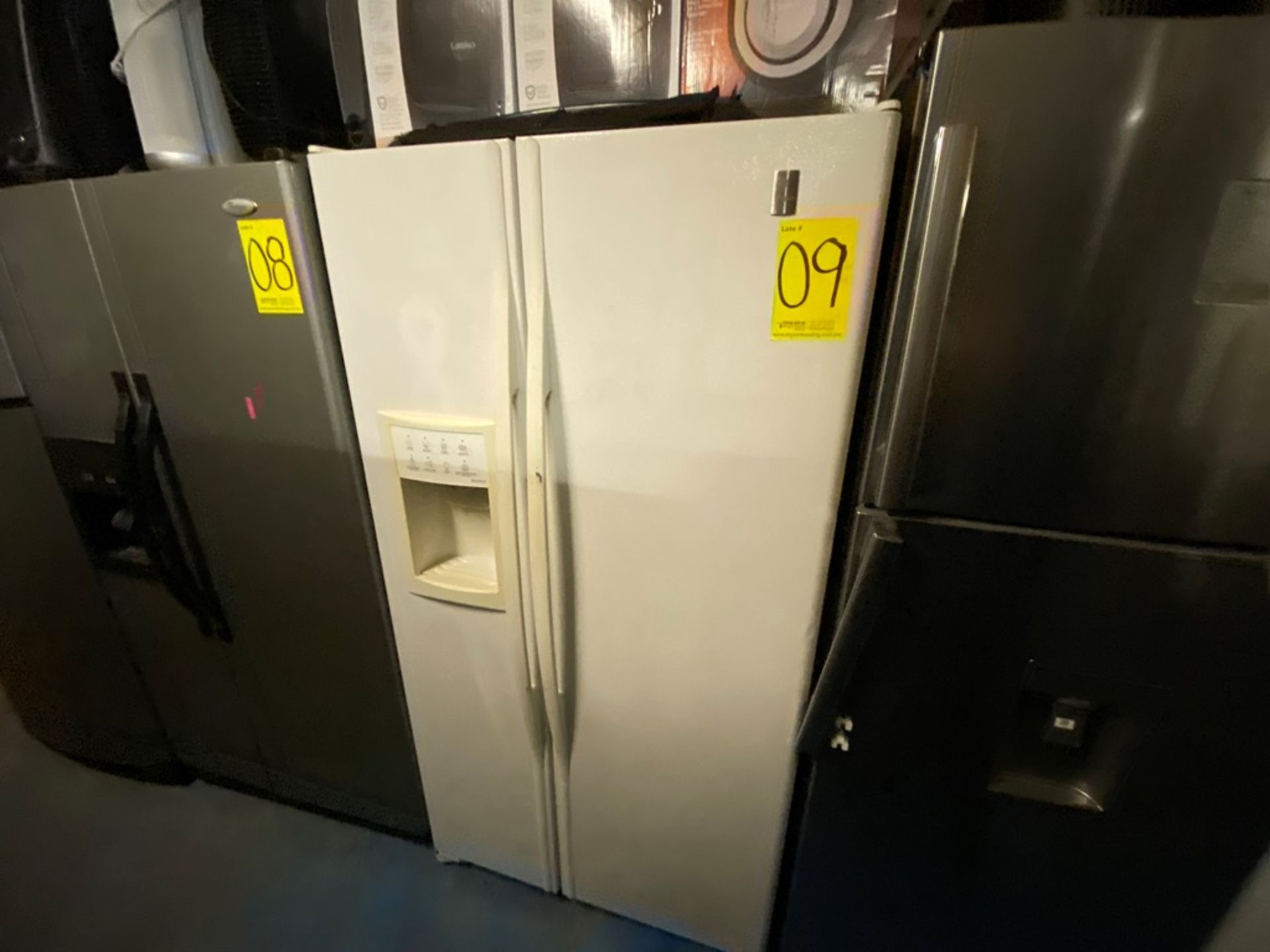 Refrigerador marca General Electric Modelo PSM21MGPB Serie TG411190 Color blanco, detalles estético