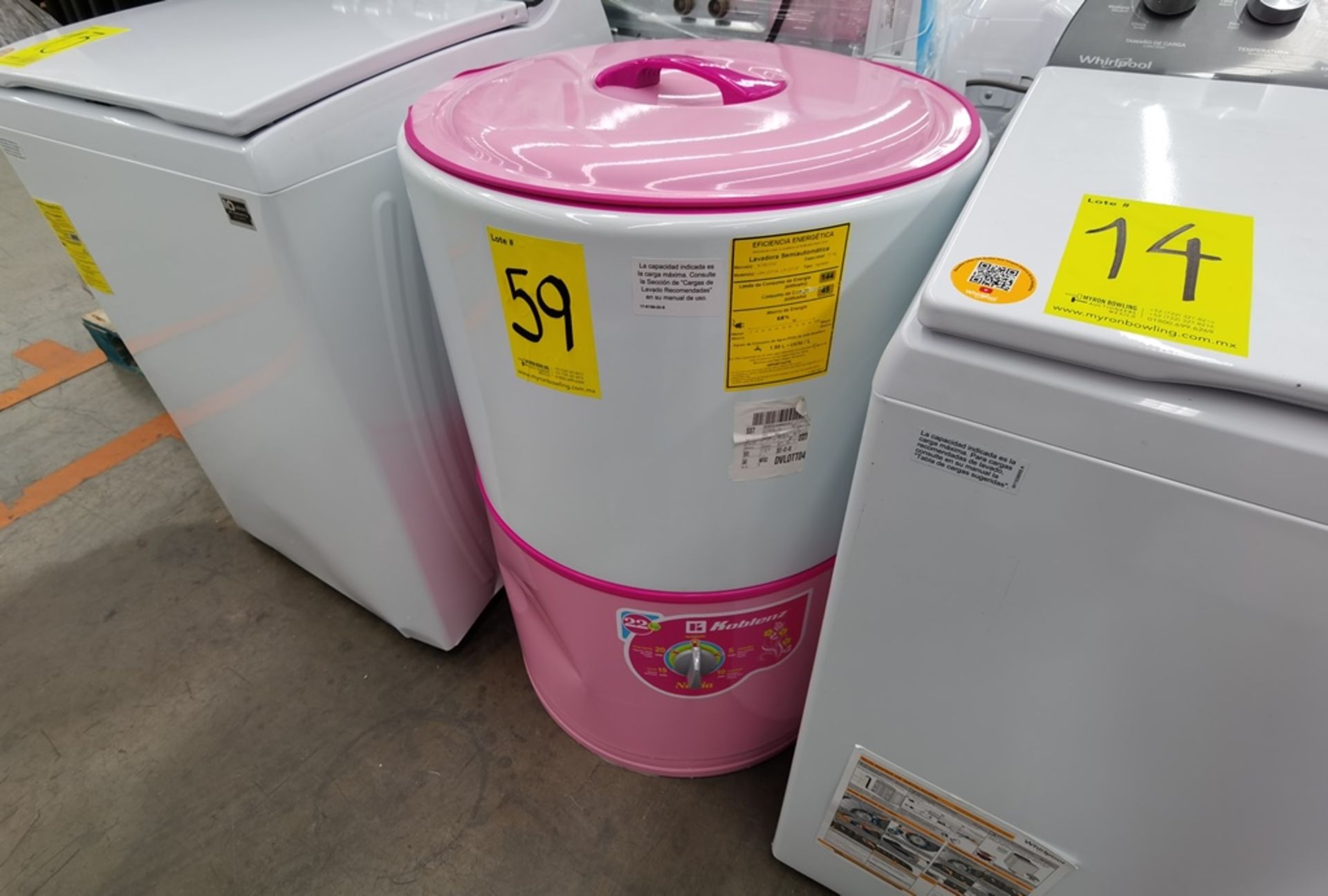 1 Lavadora de 22 Kg, Marca Koblenz, Modelo LRK2211A, Serie 0175, Color Blanco/Rosa, Daños estéticos - Image 2 of 8