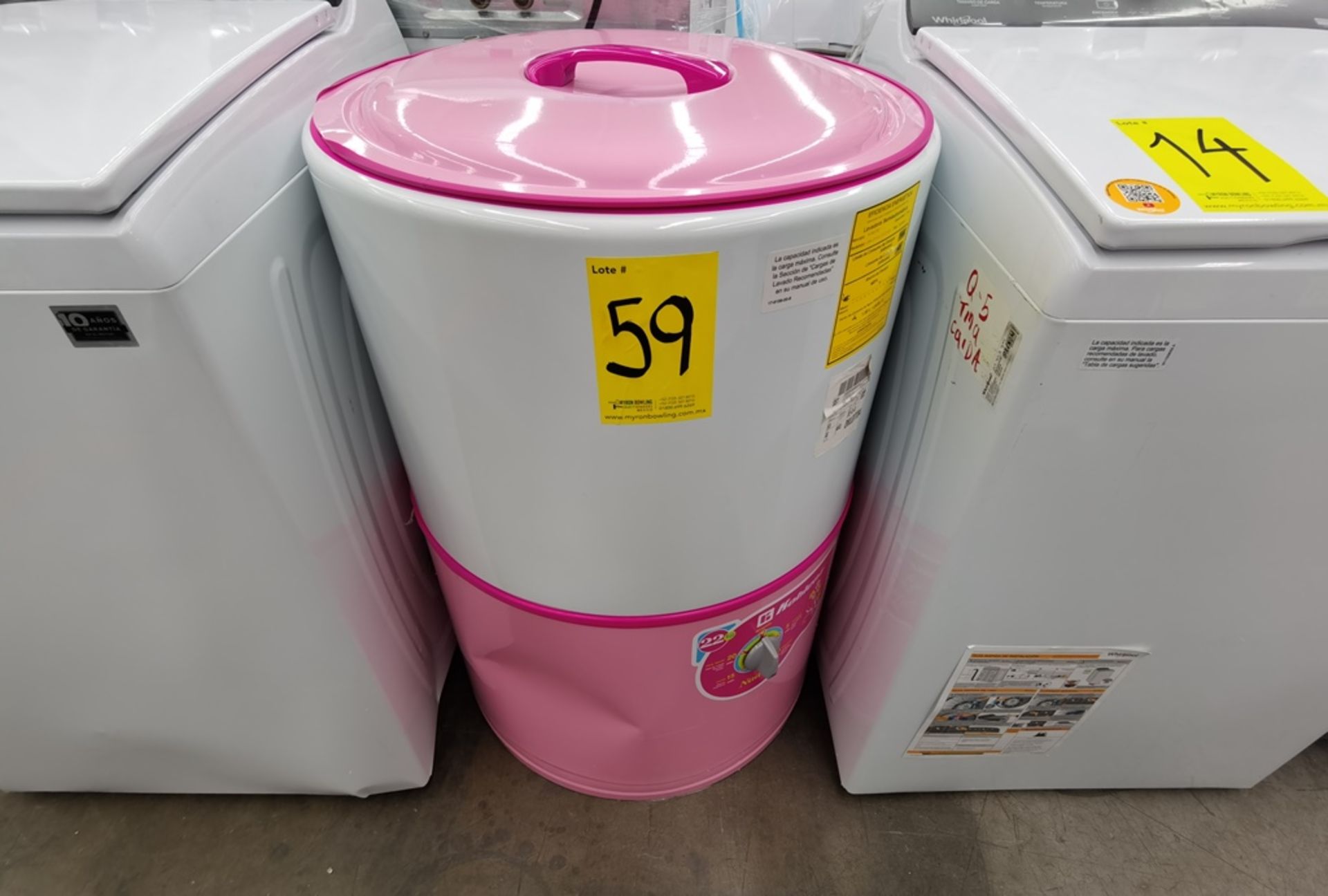 1 Lavadora de 22 Kg, Marca Koblenz, Modelo LRK2211A, Serie 0175, Color Blanco/Rosa, Daños estéticos - Image 3 of 8