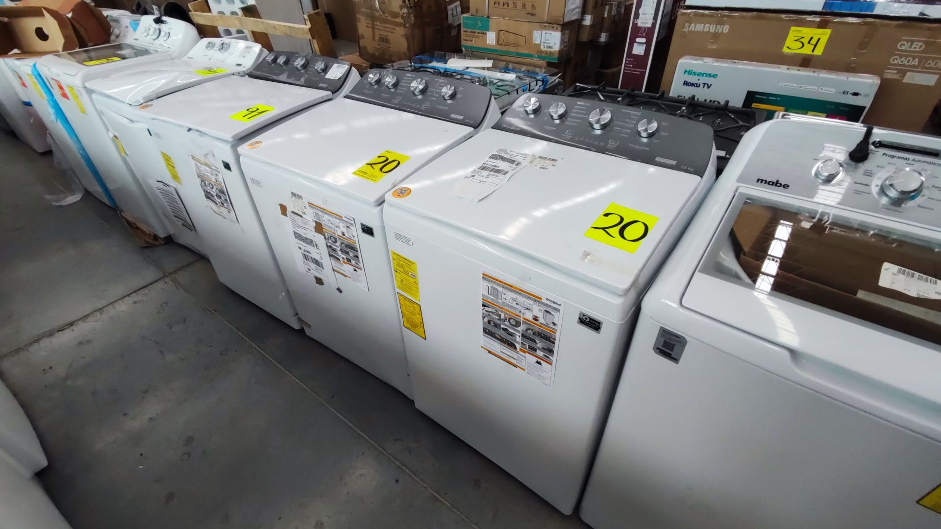 Lote conformado por 2 Lavadoras, Contiene; 1 Lavadora de 20kg, Marca Whirlpool, Modelo 8MWTW2024MJM