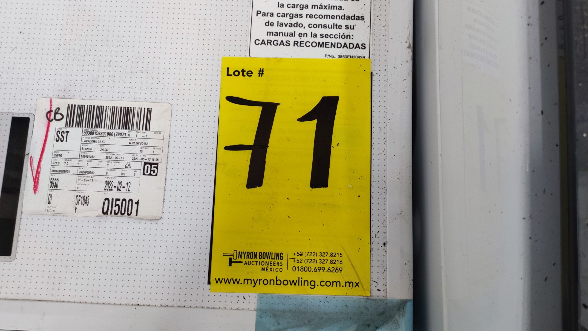 Lote conformado por 2 Lavadoras, Contiene; 1 Lavadora de 17 kg, Marca LG, Modelo WM12WVC456, Serie - Image 11 of 11