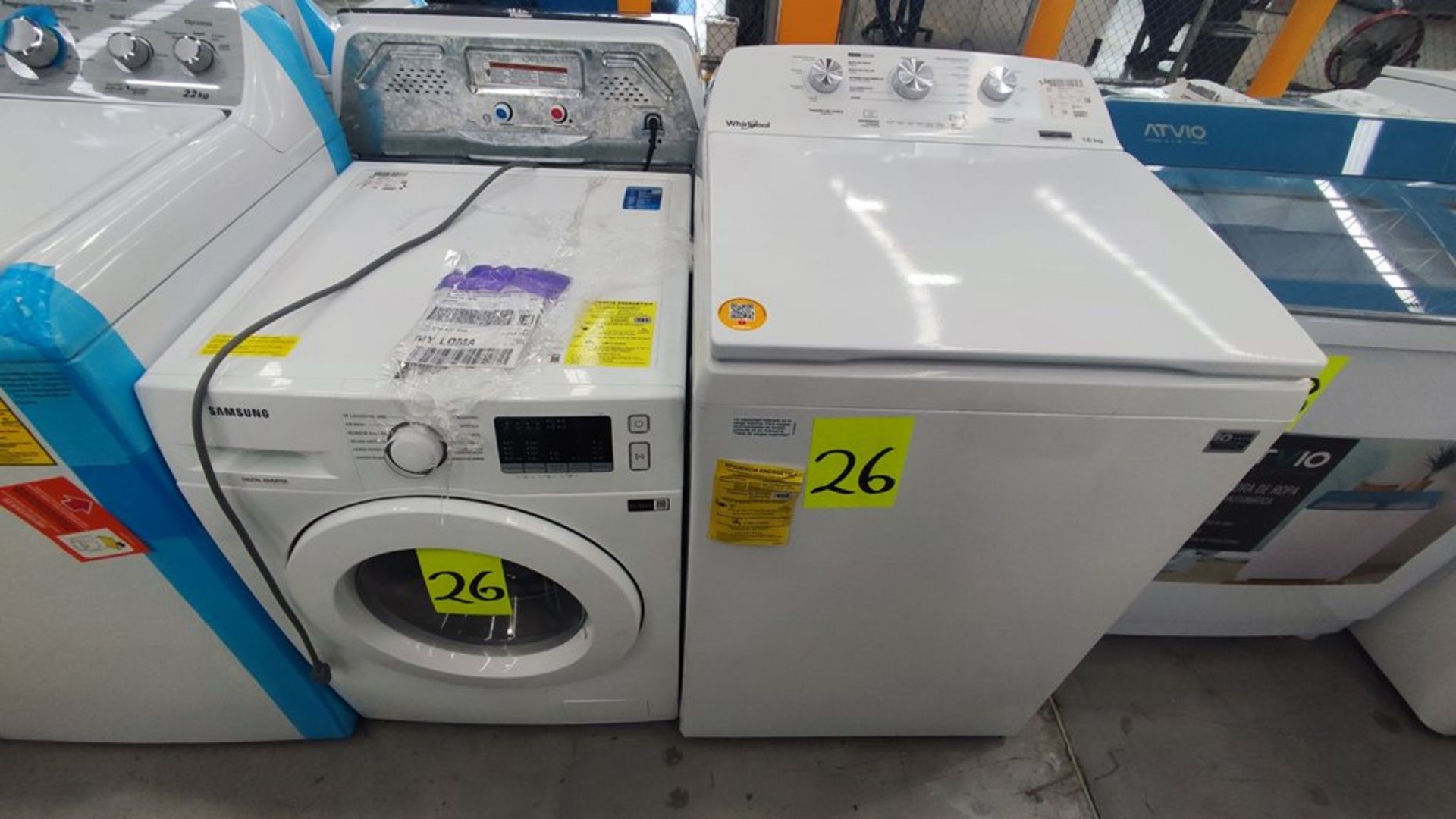 Lote de 2 Lavadoras contiene: 1 Lavadora/Secadora de 11.5/7 Kg, Marca Samsung, Modelo WD11M4473MW,