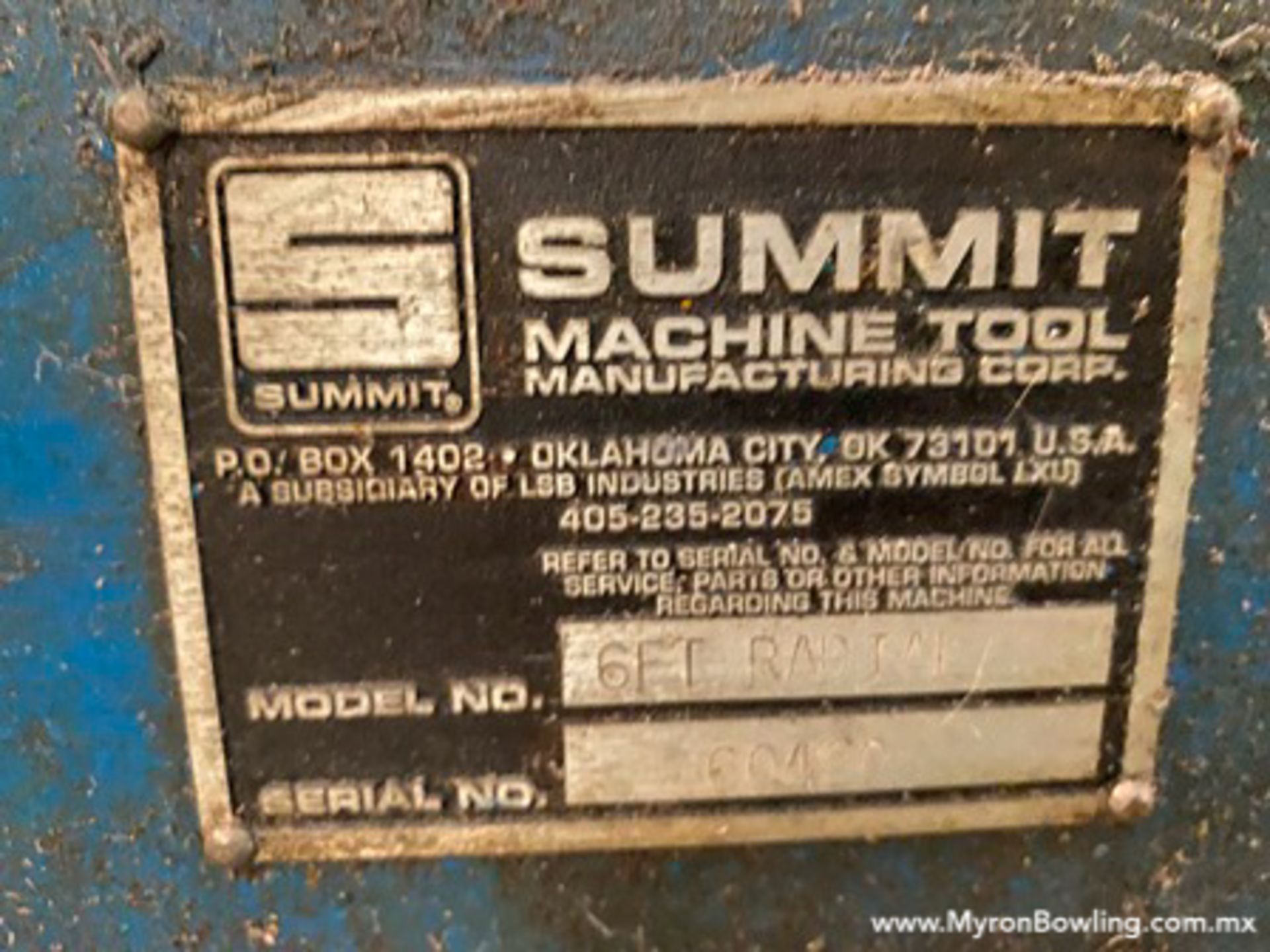 Summit Radial Drill, model 6FT RADIAL, S/N 60460, 440V/60 Hz - Image 23 of 26