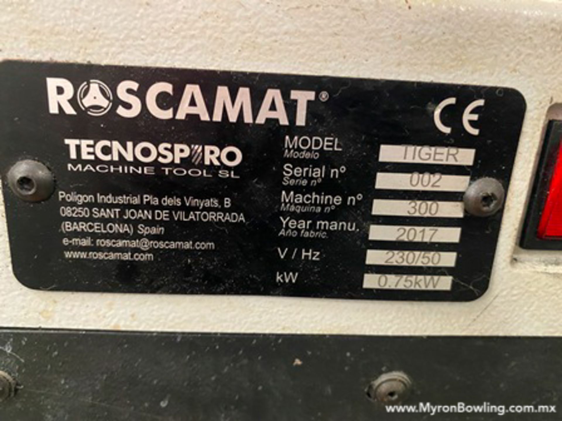 Roscamat Threading machine, Tiger model, S/N 002, year 2017, 230V/50Hz - Image 23 of 26